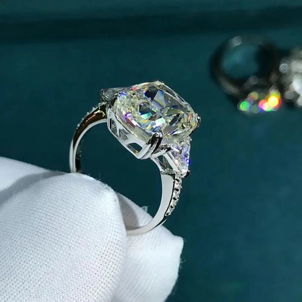WUIHA Luxury 925 Sterling Silver 3EX Cushion Cut 5CT VVS Pink Moissanite Engagement Ring for Women - Custom Wedding Jewelry, Anniversary Gift & Proposal Ring