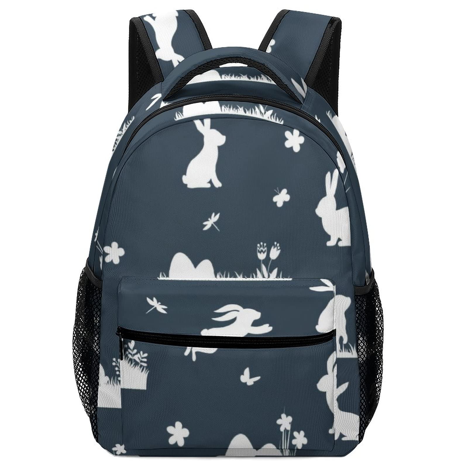 Kazynee Rabbit Laptop Backpack for Women - Easter Bunny Floral Butterfly Design School College Travel Backpack - Lightweight Durable for Work, Commute & Daily Use (One Size)