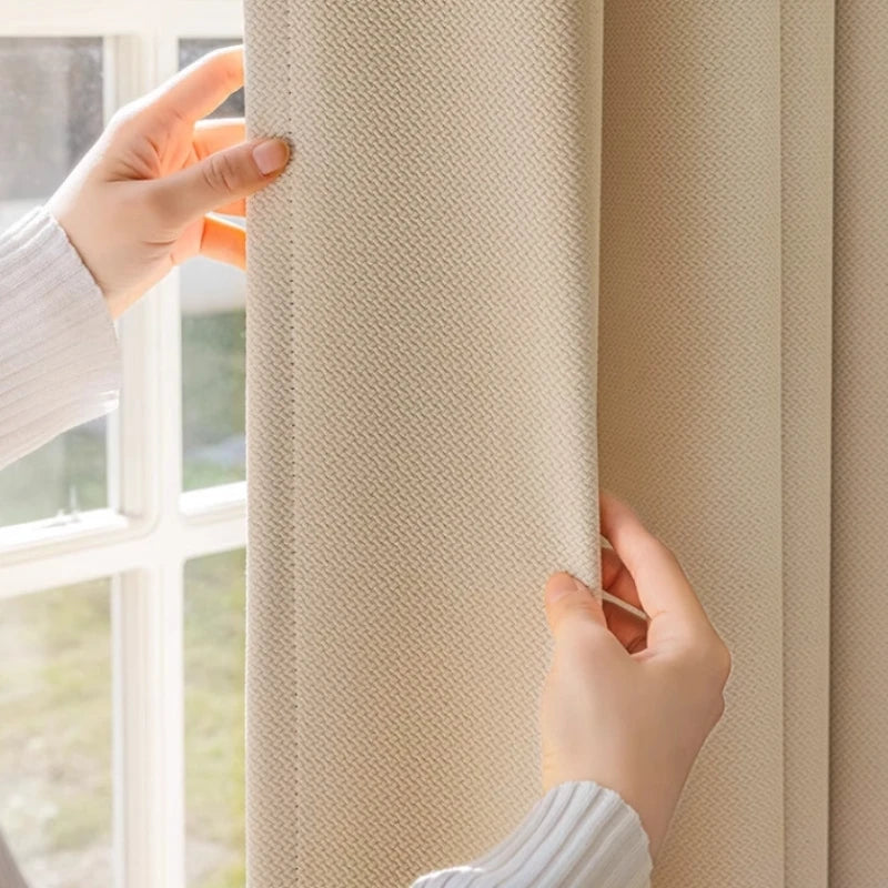 Amalia Cotton Linen Japandi Textured Room Darkening Curtains - Blackout Window Drapes for Bedroom, Living Room & Nursery - Noise Reducing & Light Blocking Home Decor