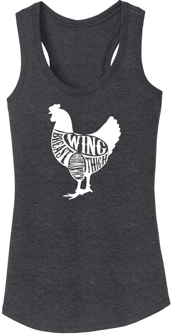 Funny Women's Chicken Lover Graphic Tri-Blend Tank Top - Cute Food Humor Shirt for Casual Wear, Summer Outfits & Funny Gift Ideas