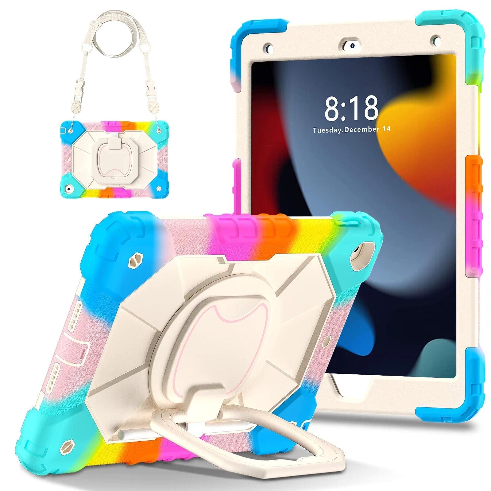 Shockproof Heavy Duty Kids Case for iPad 10th Generation 10.9-inch (2022 Model) - Rainbow Color | Perfect for School, Travel & Outdoor Activities