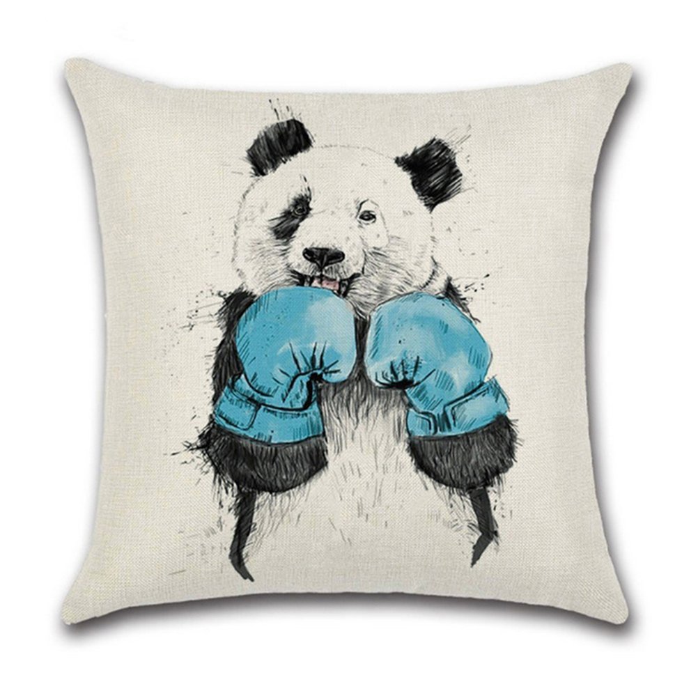 Cute Panda Print Linen Pillow Cover - Soft Sofa Cushion Case for Home Decor, Living Room, Bedroom & Cafe (18x18 inches) - Perfect for Cozy Comfort & Stylish Interior Design