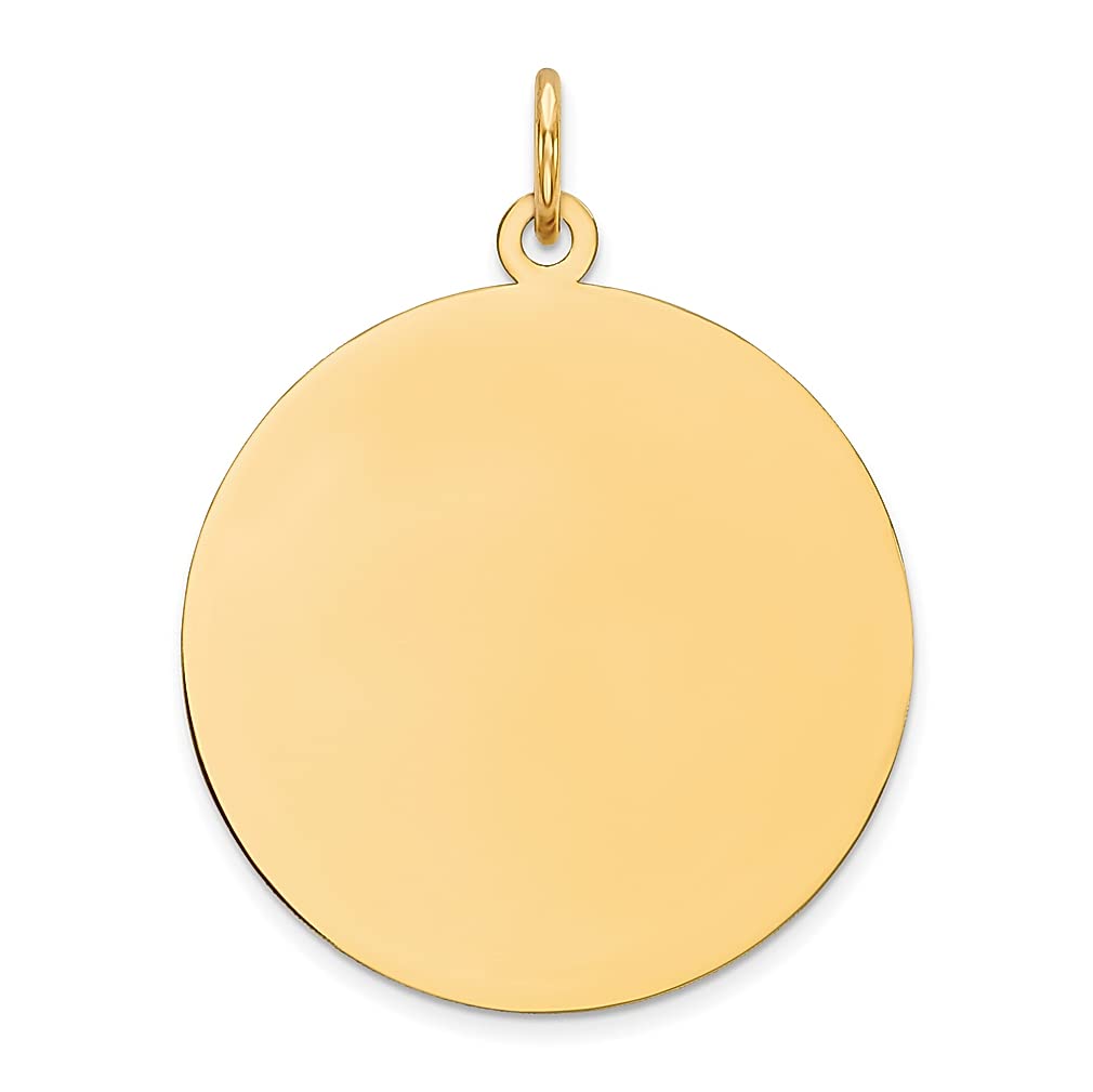 10k Yellow Gold .018 Gauge Engravable Disc Charm Necklace - Round Plain Pendant for Women - Personalized Fine Jewelry Gift for Her - Perfect for Anniversaries, Birthdays & Special Occasions