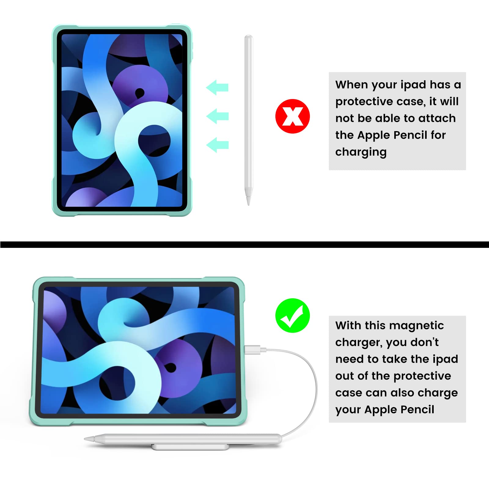 Apple Pencil 2 Charger - Fast Magnetic Charging Cable for iPad Pro | Save Battery Life While Drawing & Note-Taking