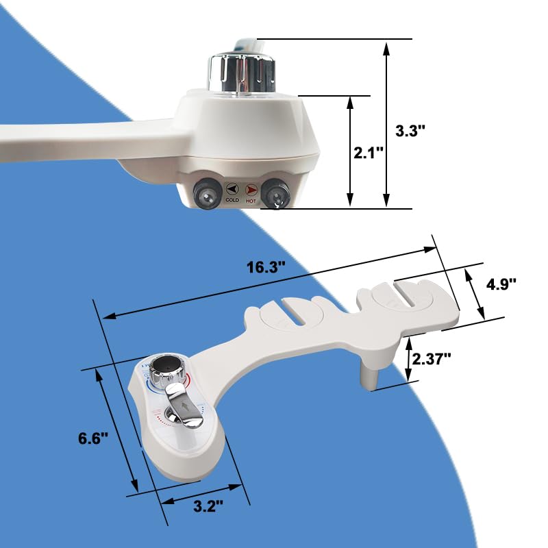 AMI910 Non-Electric Bidet Toilet Attachment with Hot & Cold Water - Dual Self-Cleaning Nozzles for Front & Rear Wash - Perfect for Home, RV, and Elderly Use