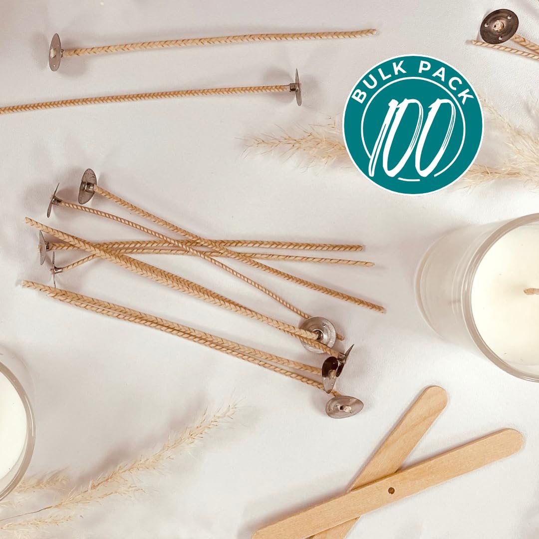 Premium 6-Inch Cotton Candle Wicks for Candle Making - Stabilo CD 18 Wicks (100pcs) - Ideal for DIY Soy Wax, Beeswax & Paraffin Candles - Perfect for Home Decor, Gifts & Aromatherapy