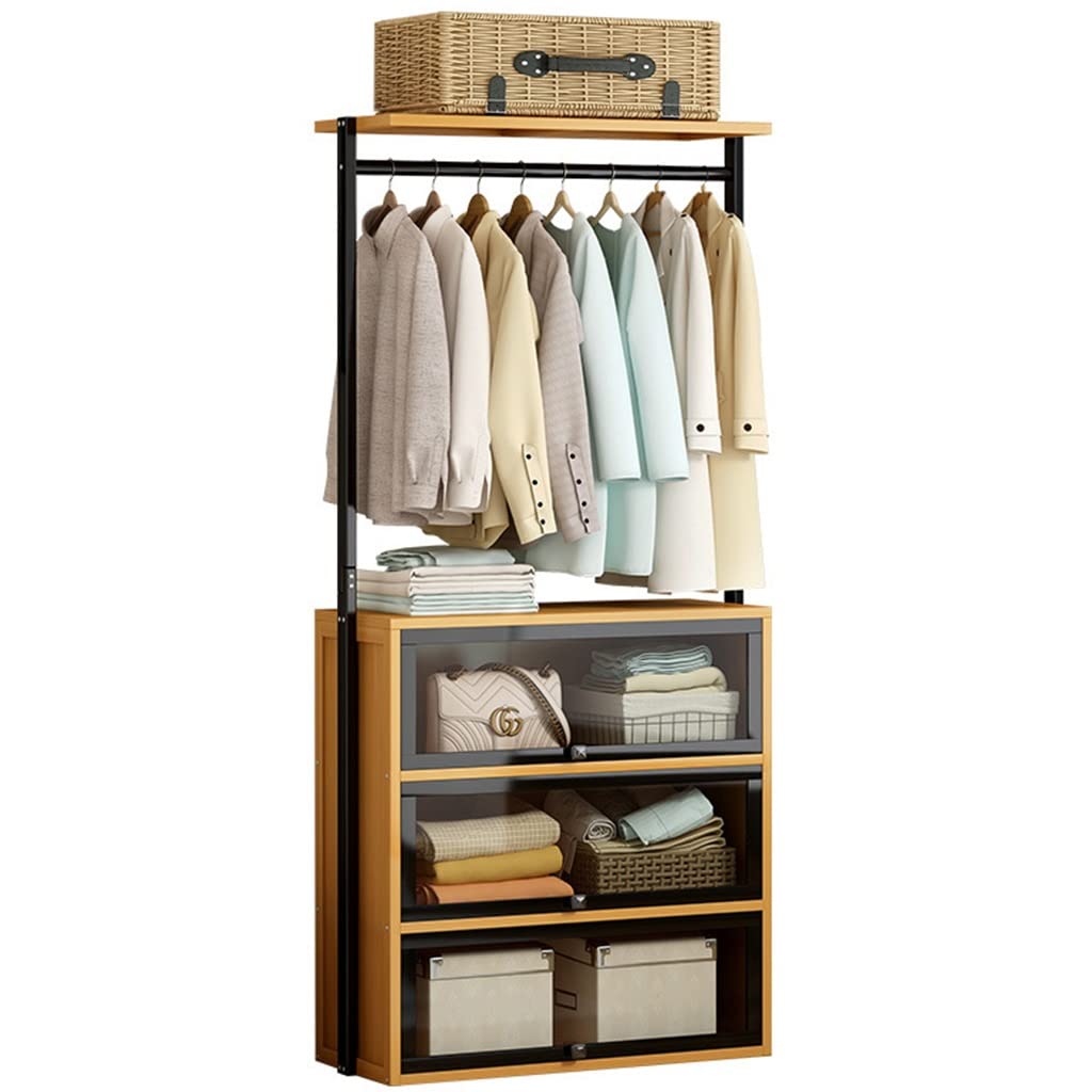 Industrial Hall Tree Coat Rack with 1 Clothes Rail & 3 Storage Drawers - Entryway Furniture for Hallway, Bedroom, Living Room - Black Freestanding Coat Stand (78x32x175cm) - Perfect for Organizing Clothes, Shoes, Toys & Home Accessories