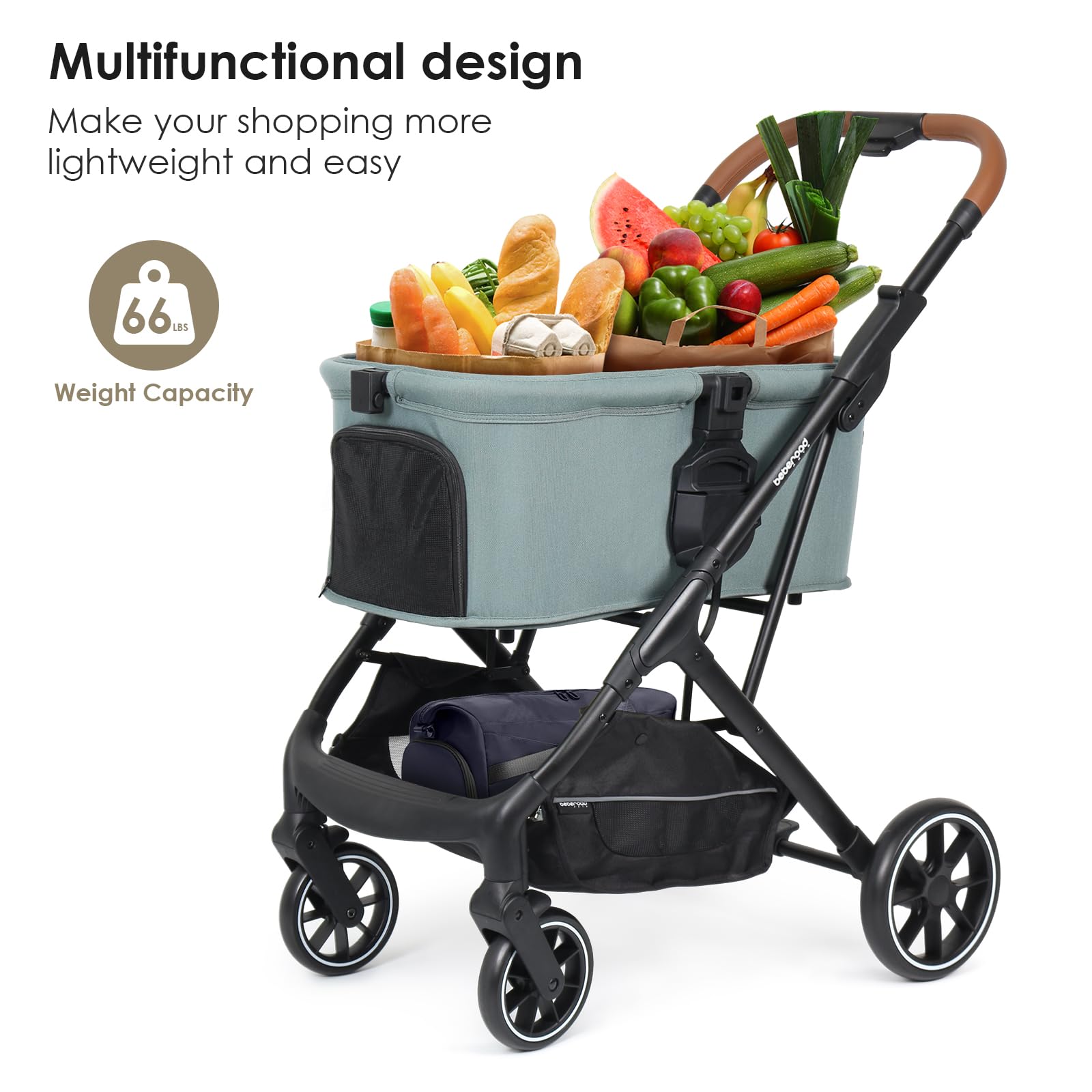 Premium T6 Foldable Pet Stroller for Medium Dogs Up to 66lbs or 2 Small Pets - Detachable Carrier, Lightweight & Durable (Green) | Perfect for Park Walks, Vet Visits & Shopping Trips