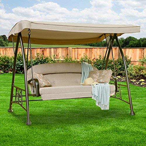 3-Person Deluxe Swing Replacement Canopy Top Cover - UV Resistant & Waterproof Shade Cover for Outdoor Porch, Patio, and Backyard Relaxation