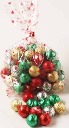 Scott's Cakes Solid Milk Chocolate Christmas Ornaments - 8 oz Foil Wrapped Holiday Treats in Red Polka Dot Bag - Perfect for Stocking Stuffers, Gift Exchanges & Christmas Tree Decorations