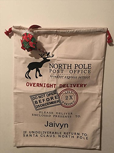 Festive Holiday Gift Bags for Christmas - Personalized Kids Present Bags - Reusable Party Favor Pouches for Holiday Parties, Gift Wrapping & Stocking Stuffers