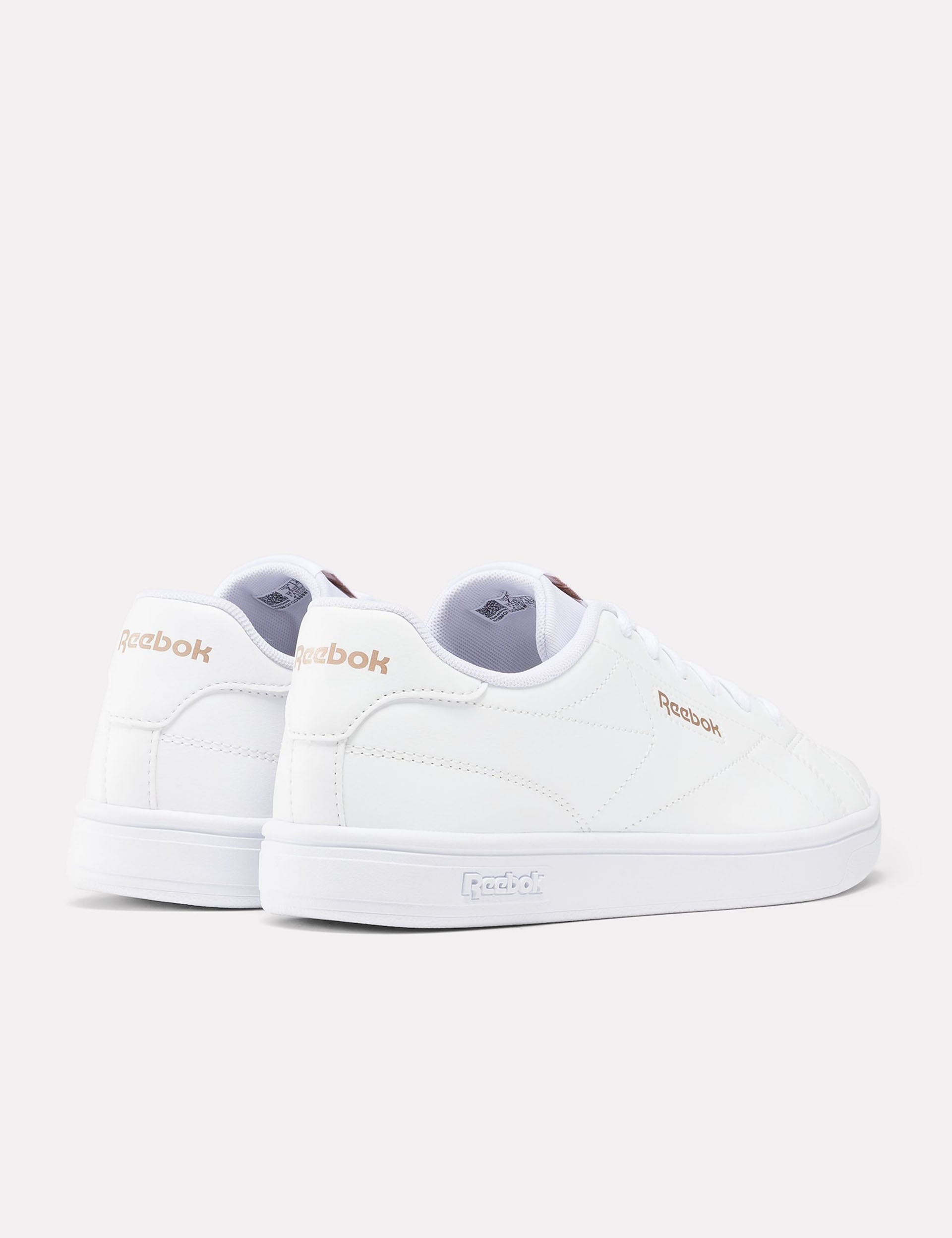 White & Rose Gold Court Clean Sneakers - Stylish Women's Tennis Shoes for Casual Wear & Gym Workouts