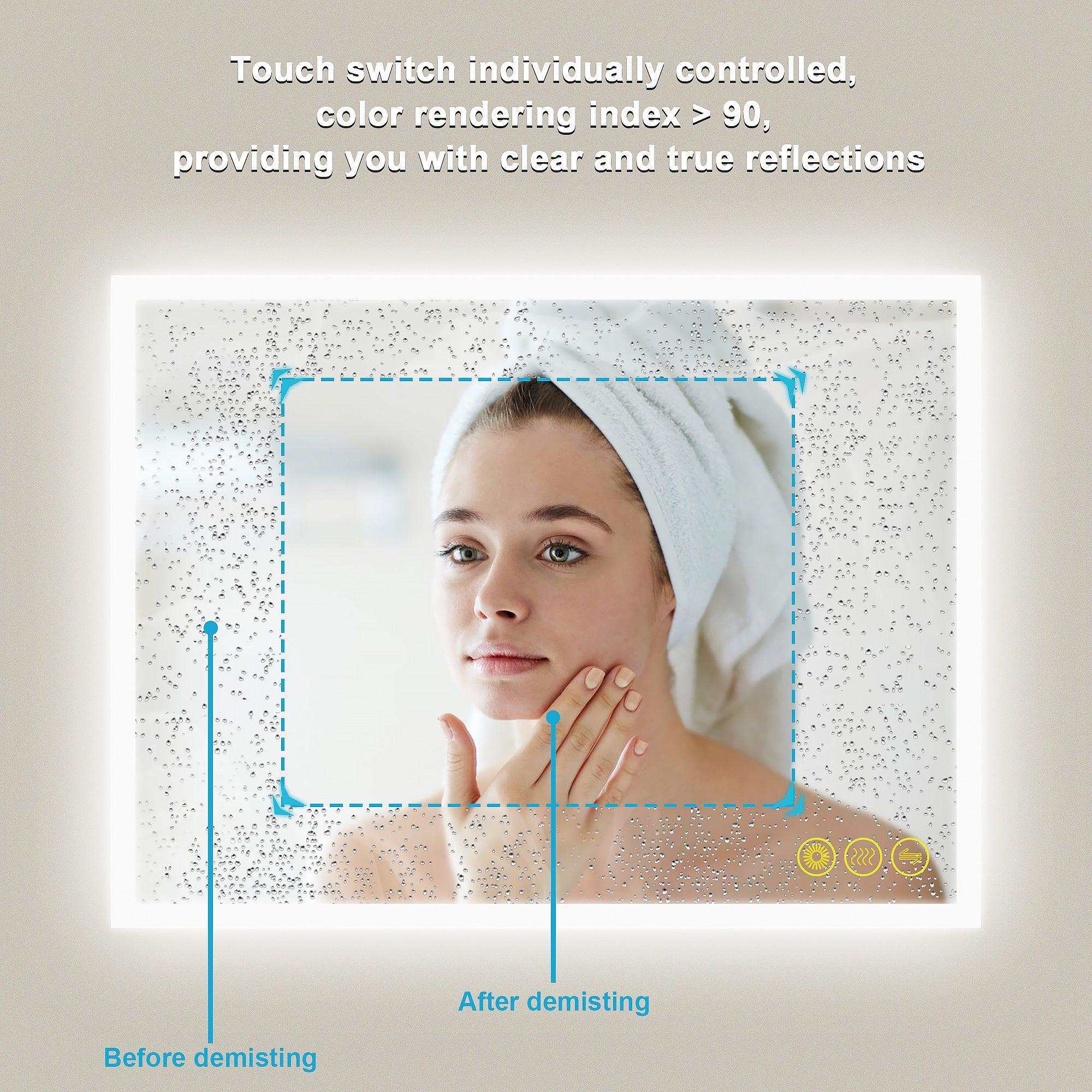SmartGlow Dimmable LED Frameless Anti-Fog Bathroom Vanity Mirror with Touch Control - Perfect for Makeup, Shaving & Home Decor