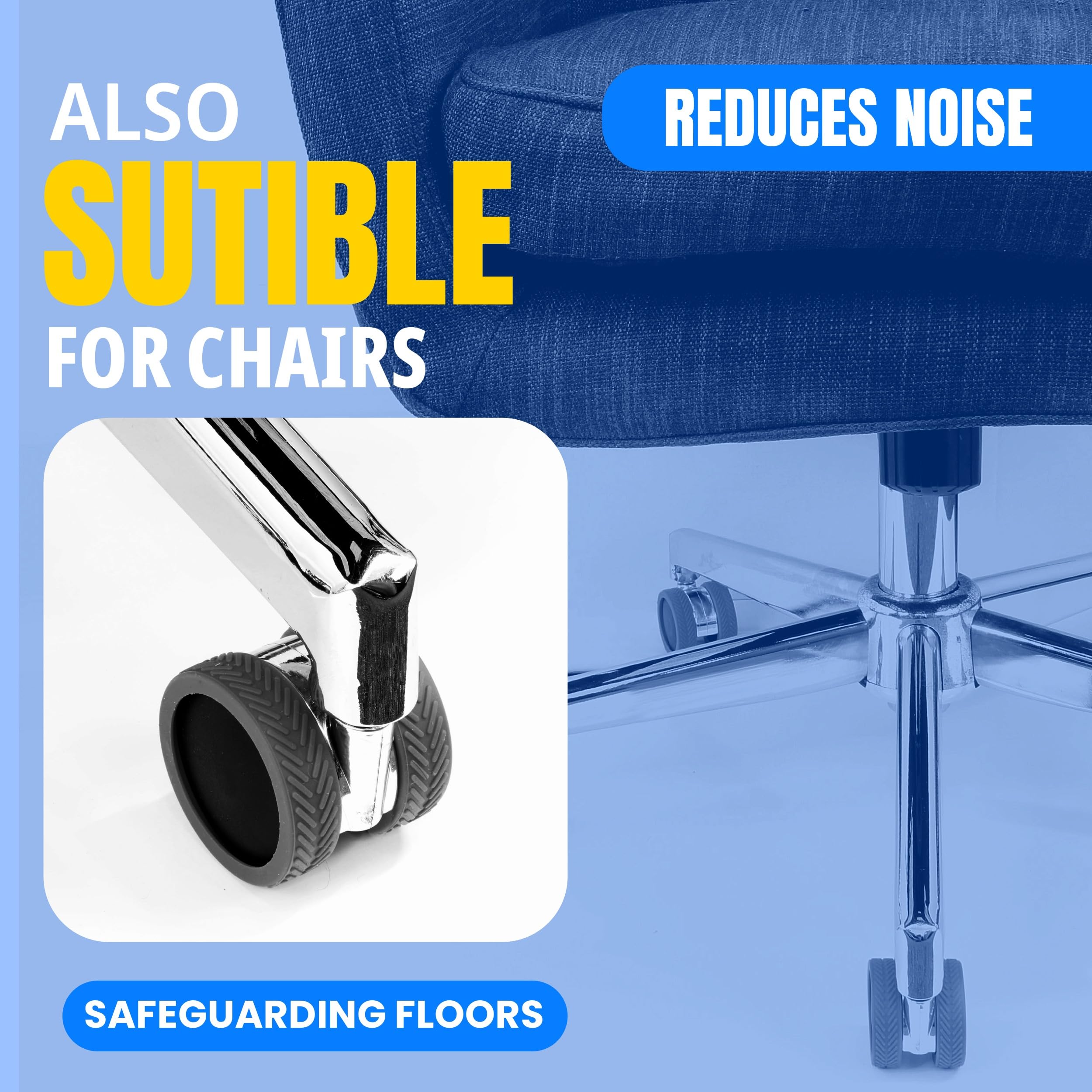 Durable Silicone Luggage Wheel Covers - 8 Pack for Smooth Rolling Suitcases & Office Chairs - Protects Floors & Reduces Noise - Perfect for Travel, Home & Office Use