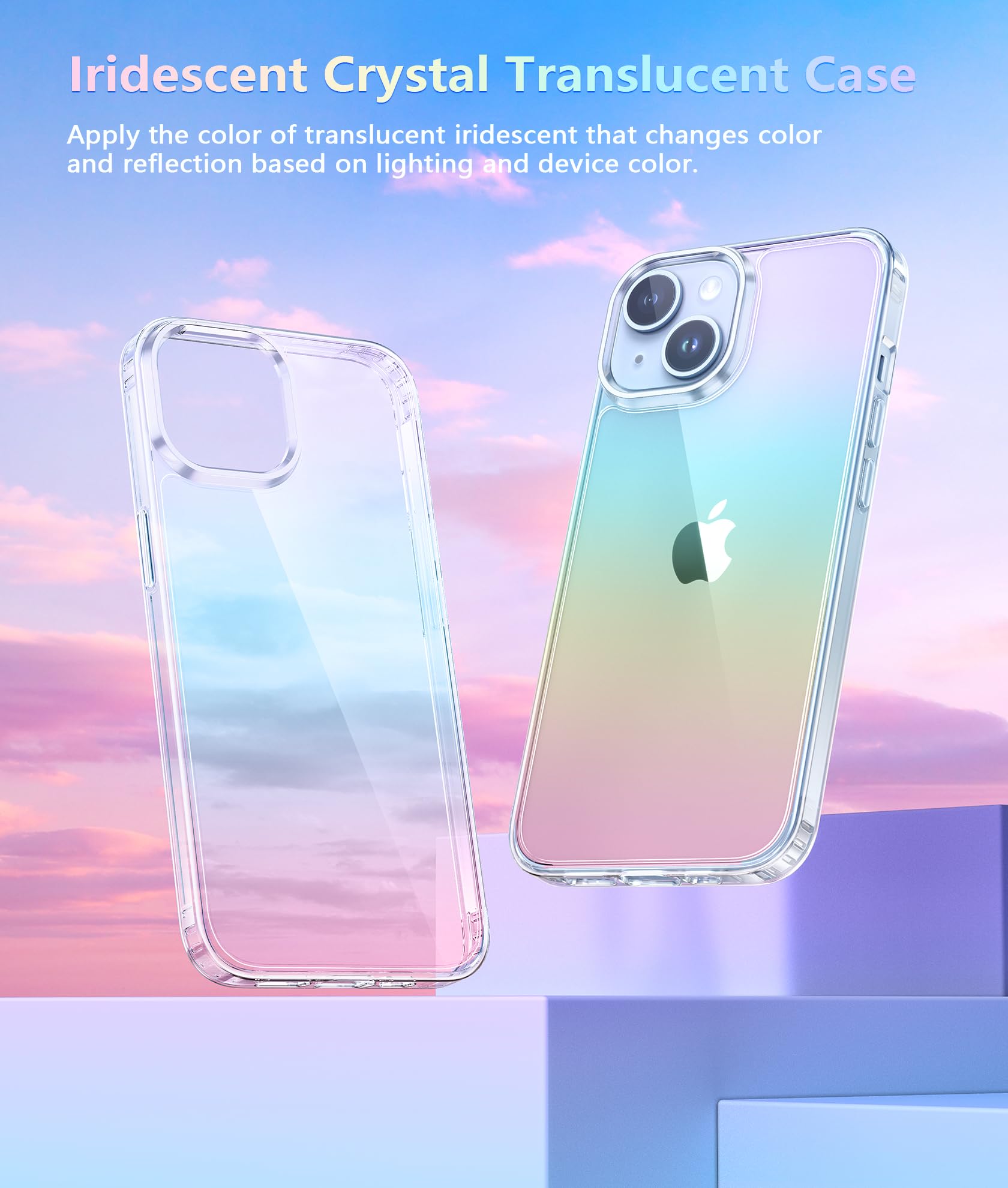 FNTCASE Military Grade Clear Phone Case for iPhone 13/14 - 6.1 Inch Shockproof Protective Cover with Anti-Yellowing Technology | Rugged Bumper Design for Drop Protection | Perfect for Outdoor Activities, Work & Daily Use (B-Gradient)