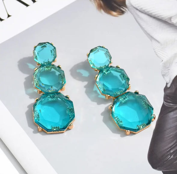 Natural Turquoise Crystal Drop Earrings for Women - Handmade Boho Chic Jewelry - Perfect for Parties, Weddings & Everyday Wear