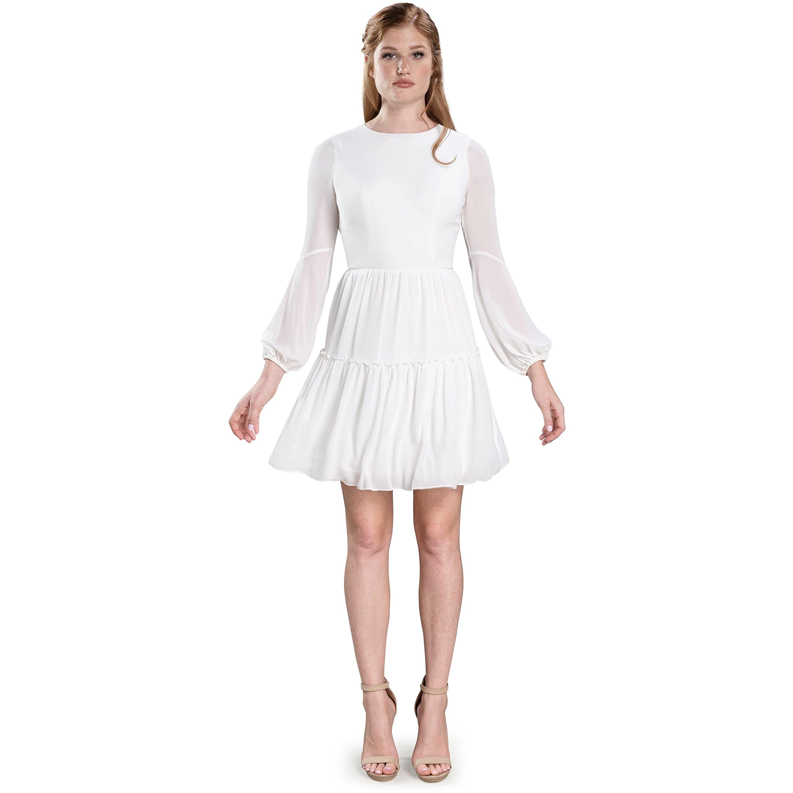 Dress the Population Women's Paola Fit and Flare Mini Dress - Elegant Cocktail Party & Wedding Guest Dress for Women