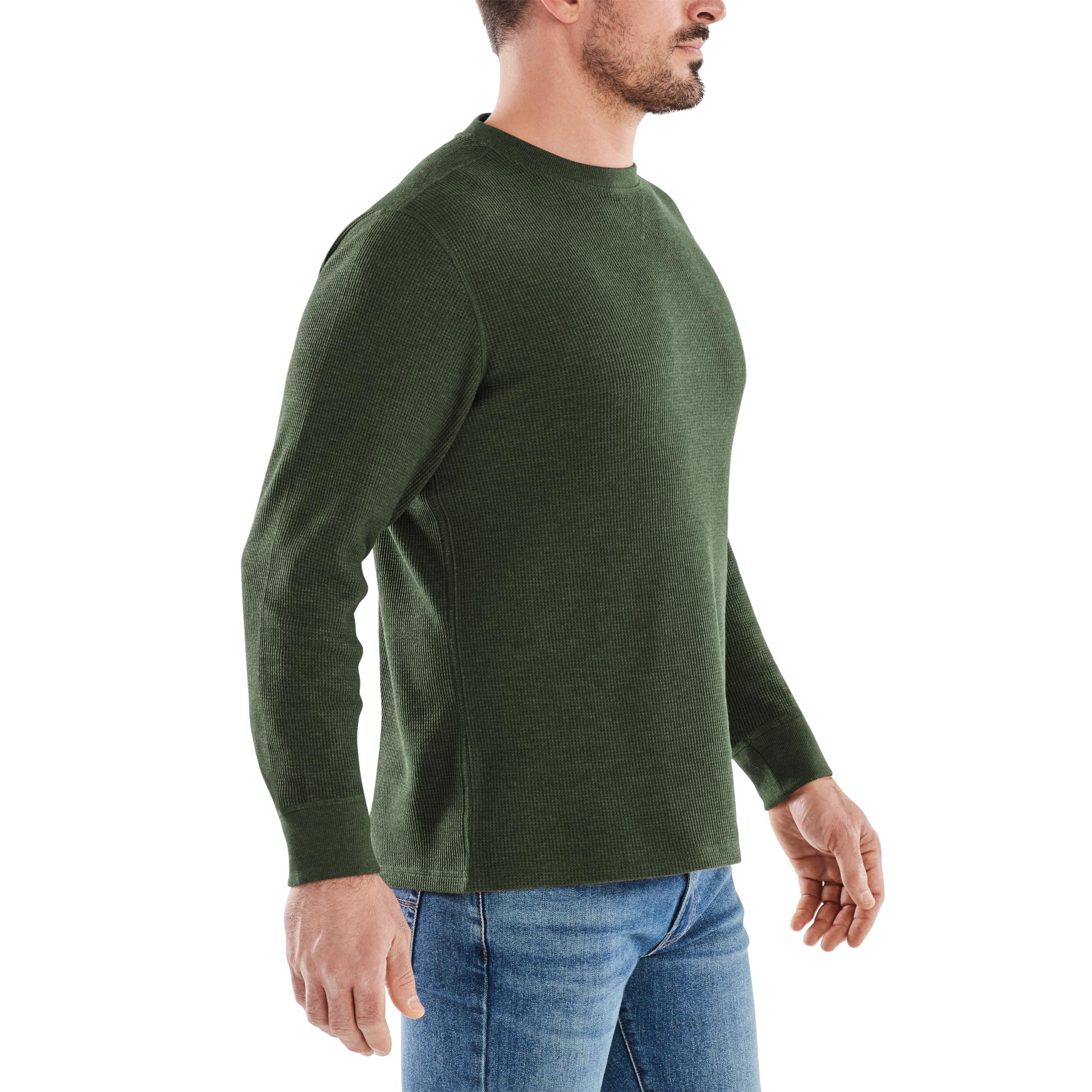 Men's Long-Sleeve Thermal Waffle Knit Shirt - Warm Crew Neck Base Layer for Hiking, Camping & Outdoor Activities | American Outdoorsman