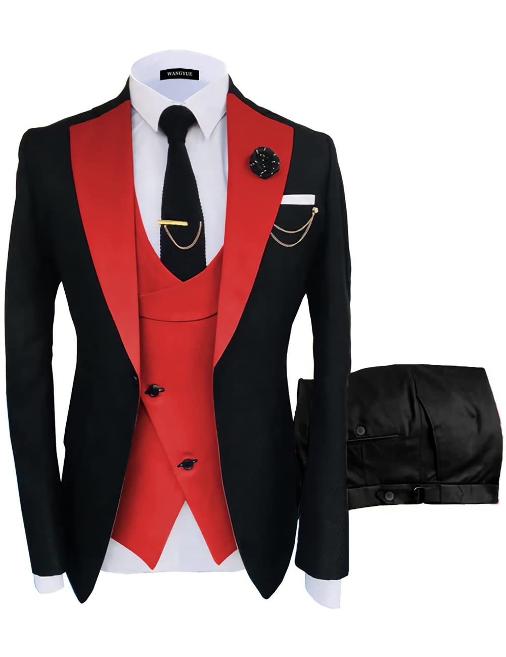 Wangyue Men's 3-Piece Slim Fit Suit Set - Blazer, Vest & Pants for Wedding, Prom & Business | Formal Occasions & Professional Events