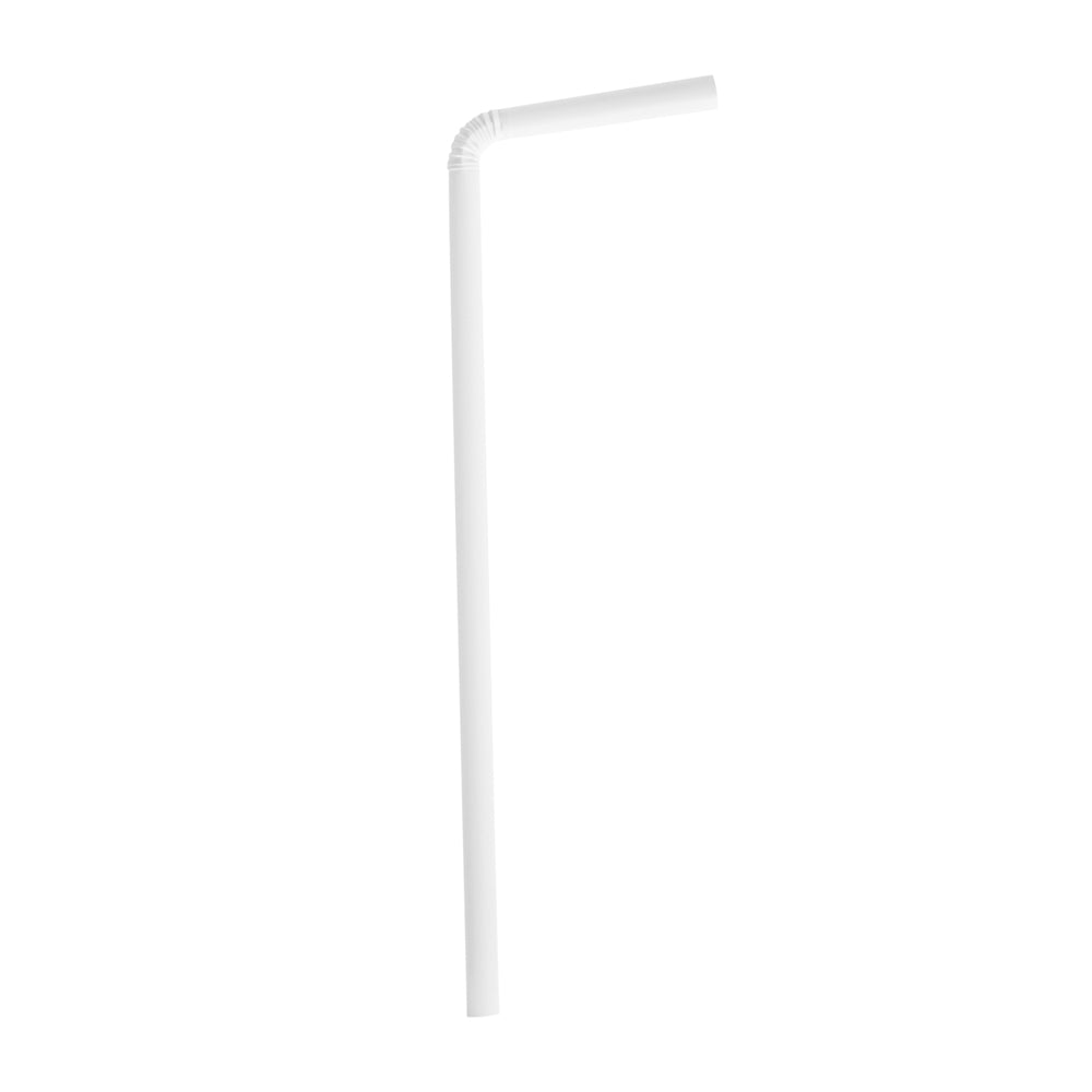Eco-Friendly Compostable PLA/PBAT Plastic Straws - White, Flexible, Individually Wrapped (8 1/4