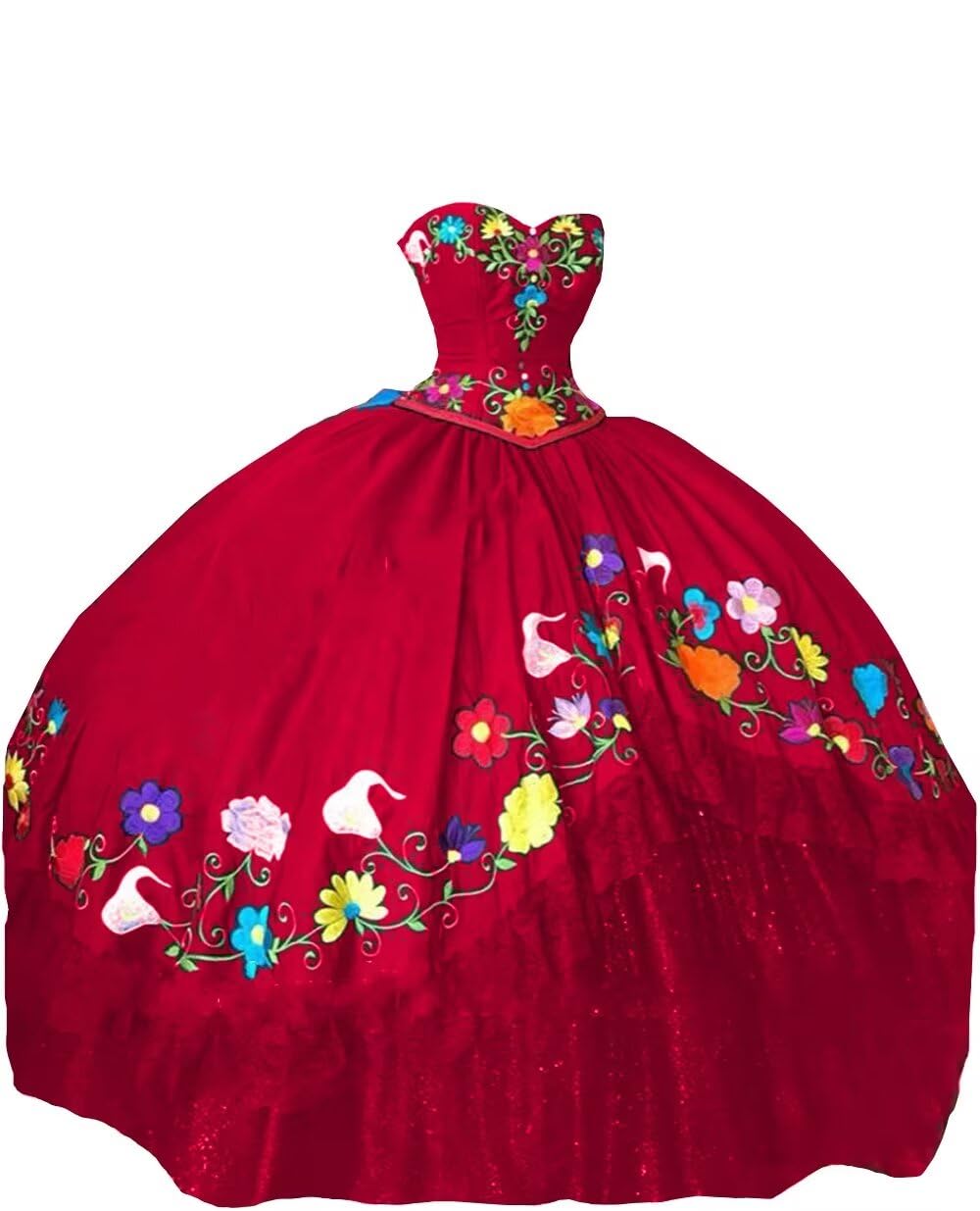 Vintage Mexican Embroidered Ball Gown for Women - Satin Corset Back Quinceanera Dress Charro 2025 | Perfect for Weddings, Parties & Special Occasions