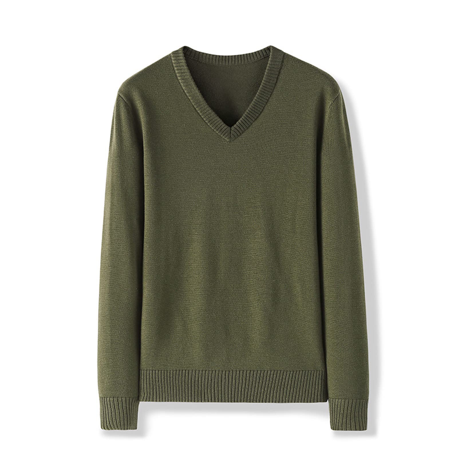 Segindy Men's V-Neck Sweater - Comfortable Long Sleeve Jumper for Daily Wear & Office