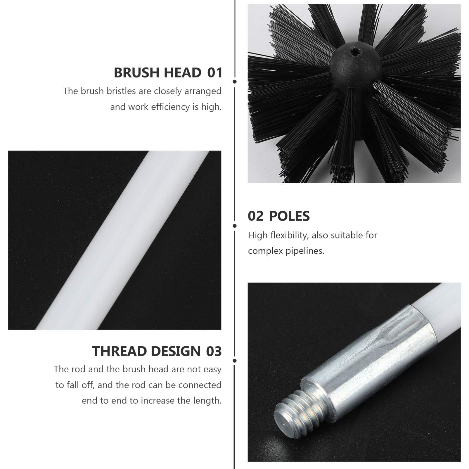Cabilock Dryer Vent Cleaning Kit - 6-Piece Duct Brush Set with Lint Remover & Chimney Brush - Ideal for Dryer Duct, Vent, and Chimney Cleaning - Perfect for Home Laundry Room & HVAC Maintenance