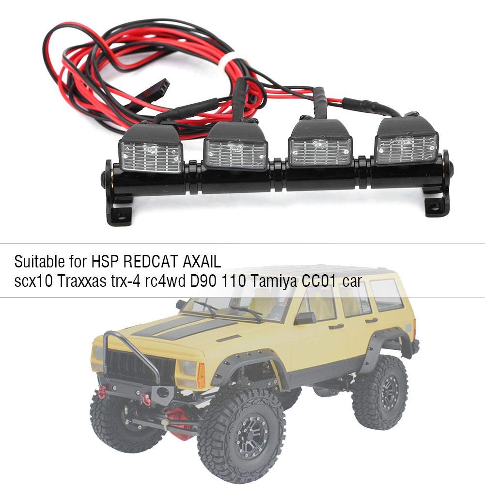 Dilwe 4PCS LED Roof Light Bar for RC Cars - White LED Lamp Accessory for Axial SCX10, Traxxas RC Trucks - Perfect for Off-Road Night Crawling & Trail Adventures