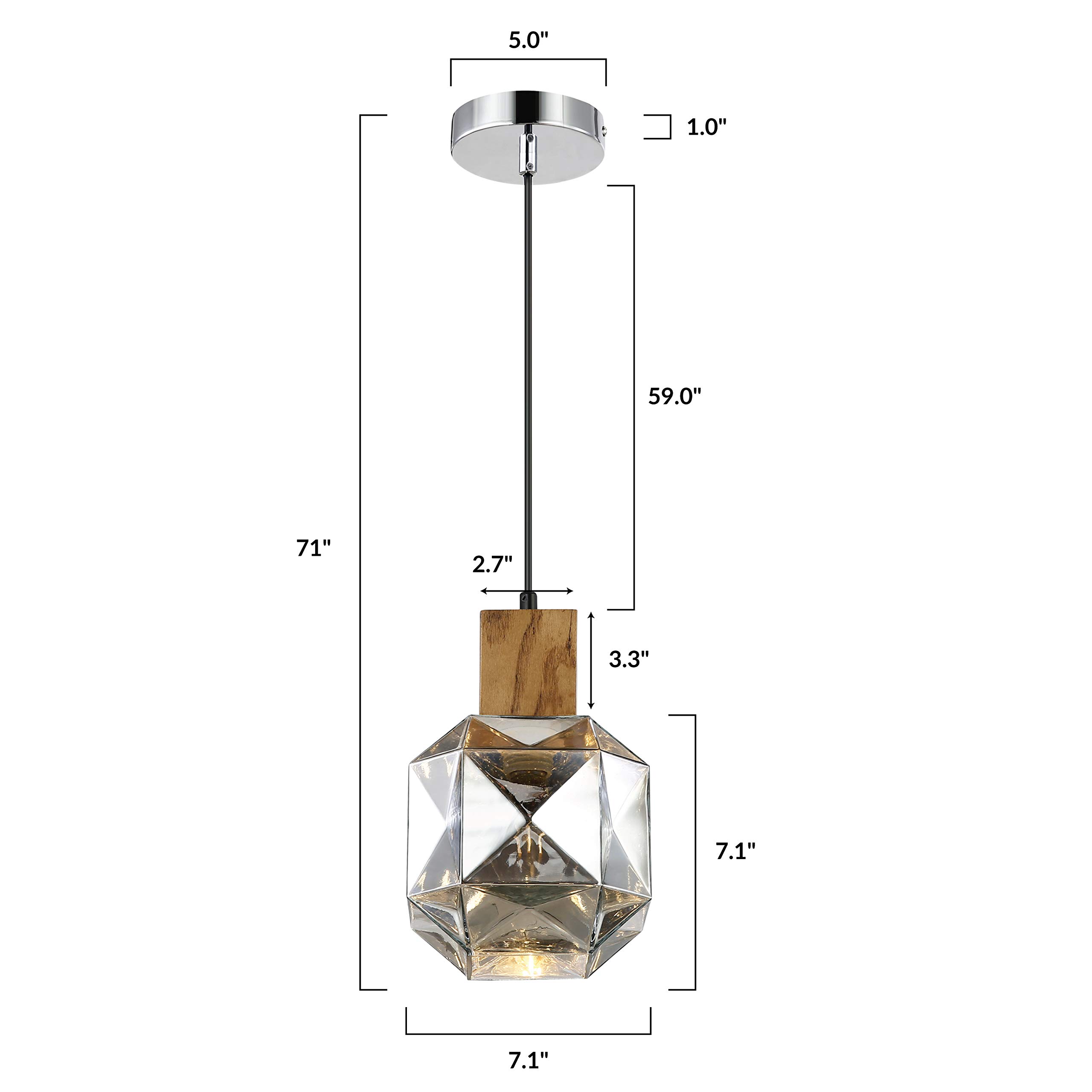 LS-C396-CH Cassis Pendant Light in Chrome Finish - Modern Hanging Fixture for Dining Room, Kitchen Island & Bedroom Lighting