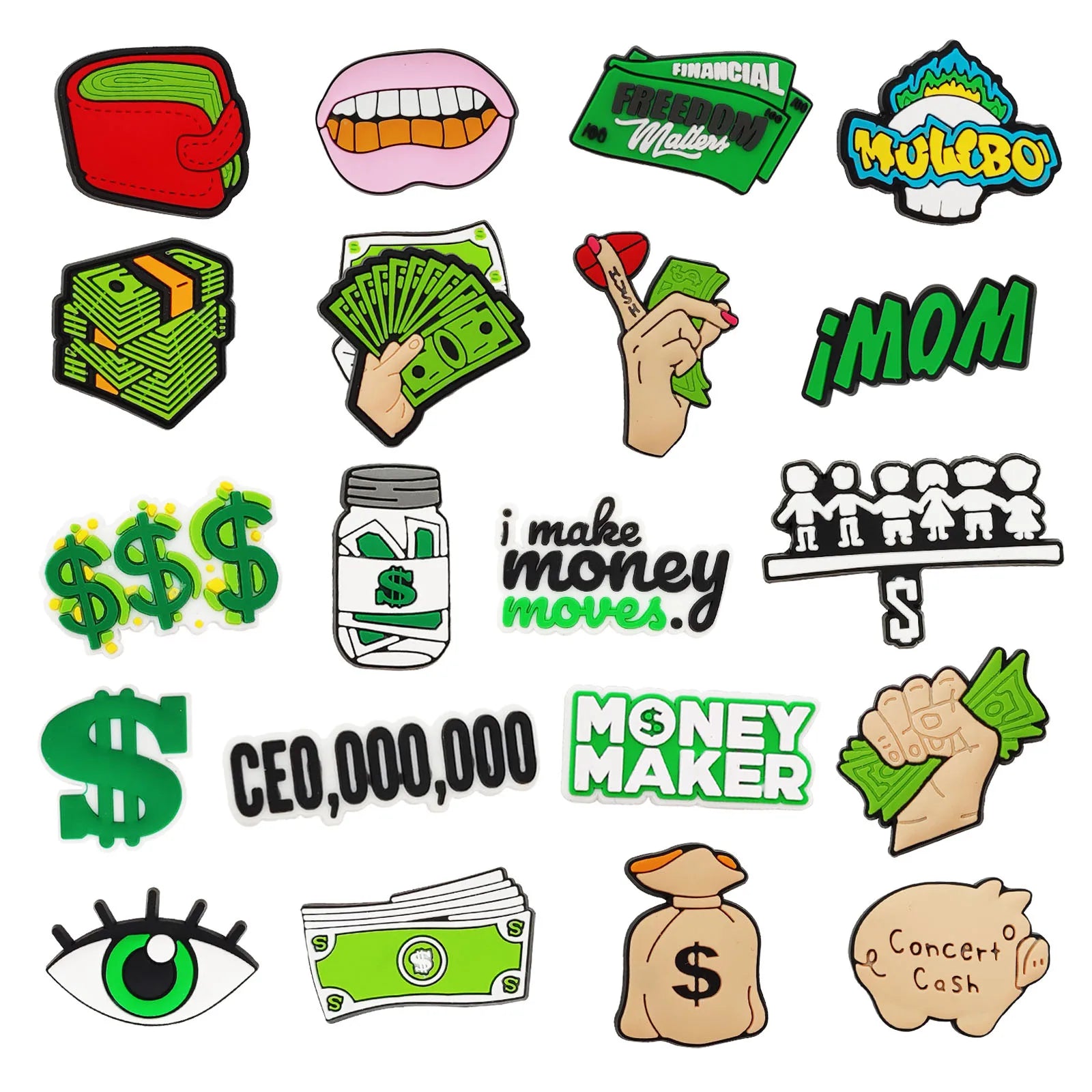 20pcs Dollar Pattern Shoe Charms for Crocs & Sandals | PVC Shoe Decorations Accessories for Christmas, Birthday, Party | Perfect Gift for Kids & Teens | Great for DIY, Fashion & Jibbitz Collection