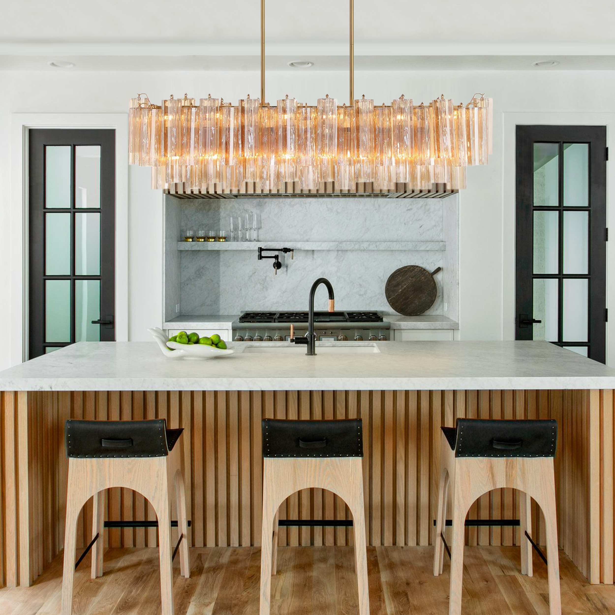 Addis 51-Inch Linear Chandelier - Modern LED Hanging Light Fixture for Dining Room, Kitchen Island & Living Room Decor