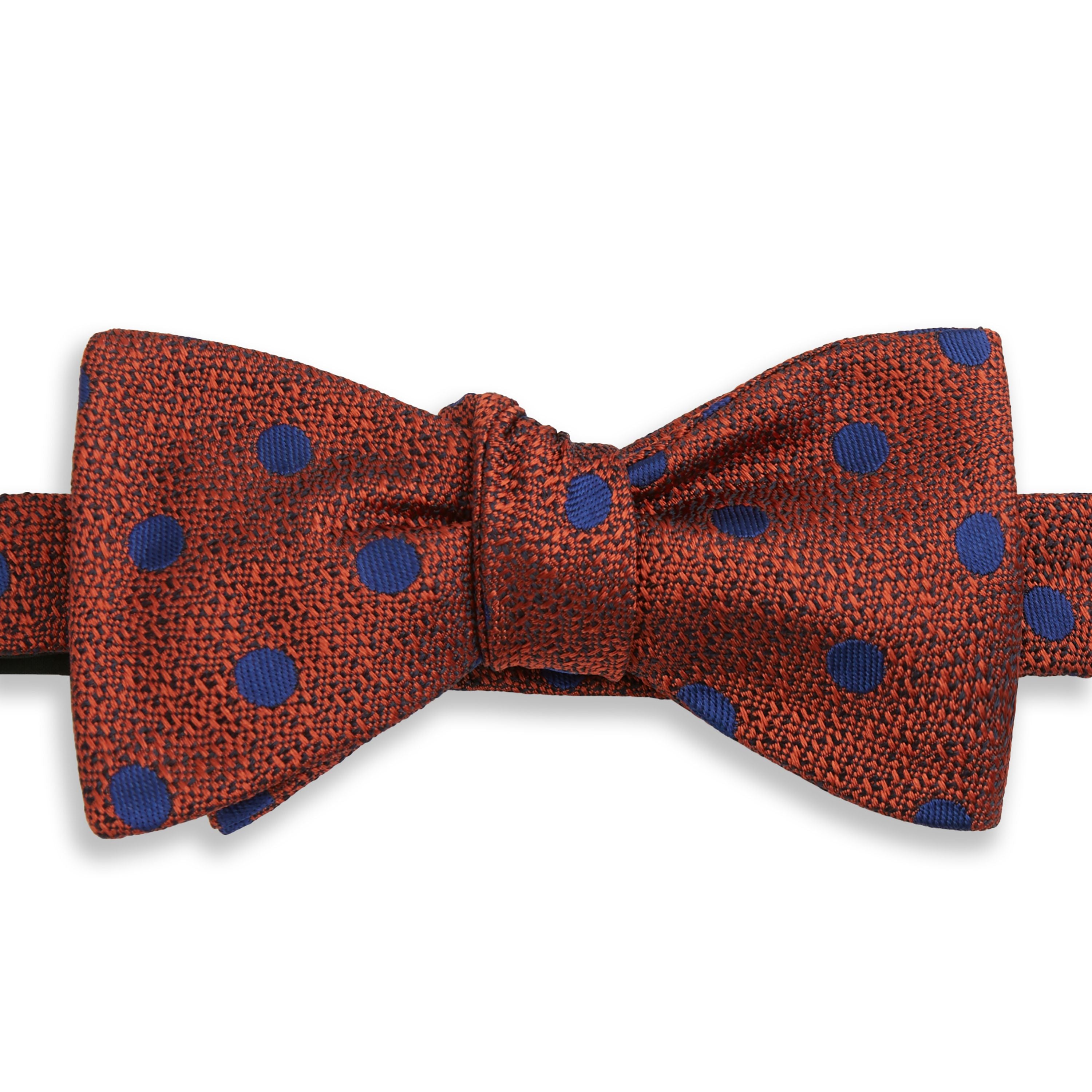 Elegant Orange & Navy Polka Dot Silk Bow Tie for Men - Perfect for Weddings, Prom & Formal Events