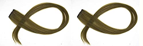 Iyaan Set of 2 Clip-in Hair Extensions - Moss Green Highlighter Streaks for Women & Girls | Perfect for Parties, Cosplay & Fashion Styling