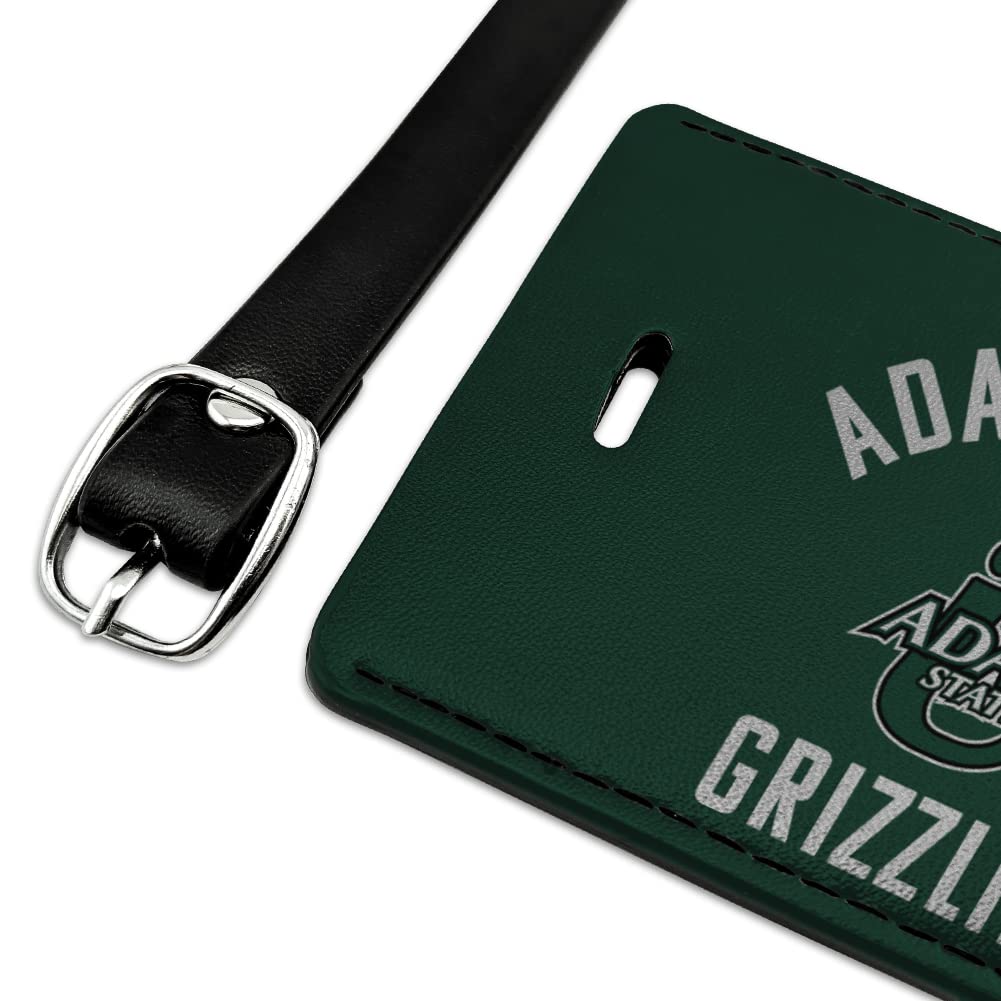 Adams State University Grizzlies Logo Leather Luggage Tag - Rectangle ID Card Holder for Travel, Suitcases & Backpacks | Durable Personalized Name Badge for Students, Alumni & Fans