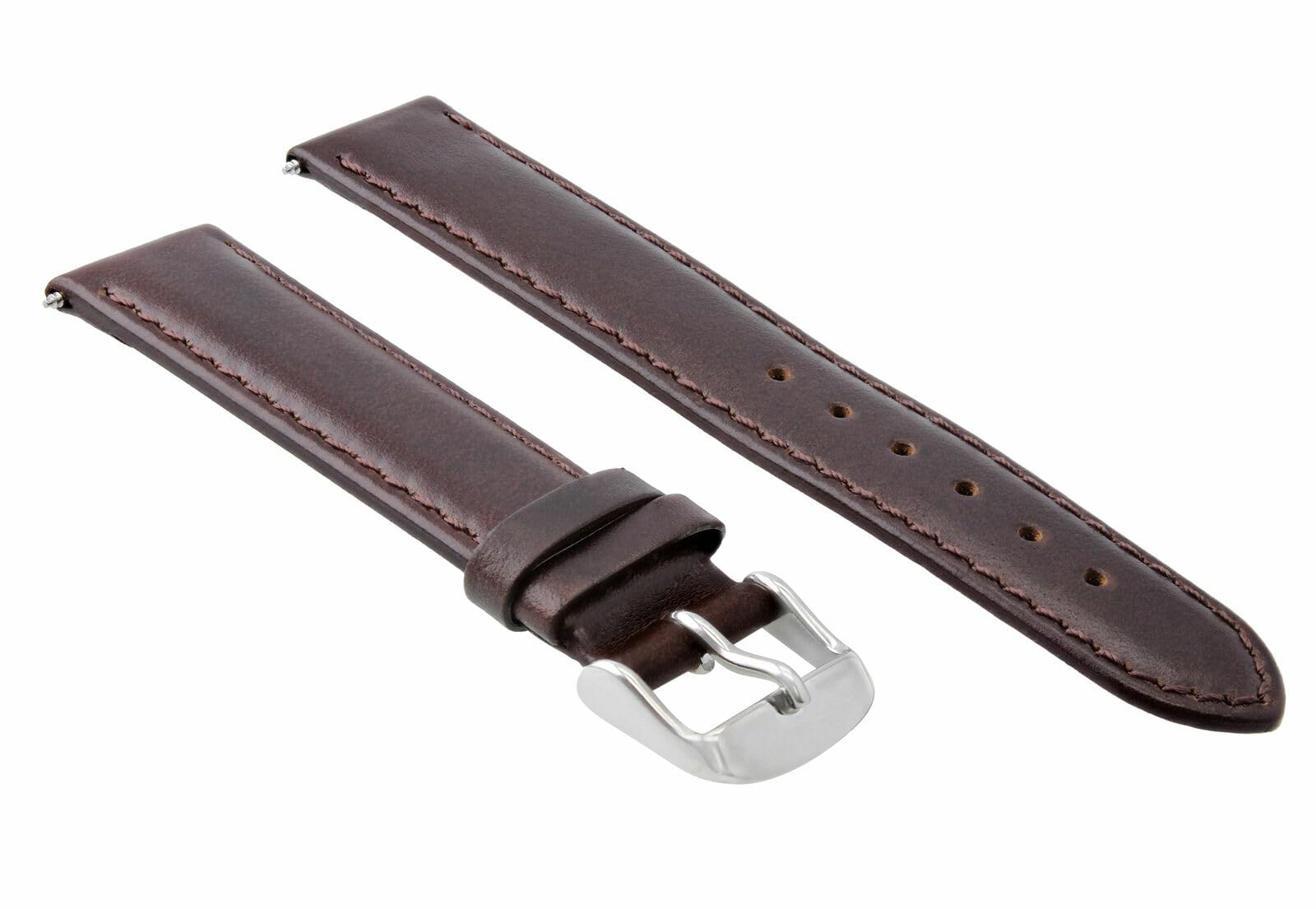18mm Smooth Leather Watch Band Strap - Compatible with IWC Pilot Portuguese Chronograph - Dark Brown Replacement Strap for Men's Watches - Premium Genuine Leather for Comfort & Style - Perfect for Business, Casual & Formal Occasions