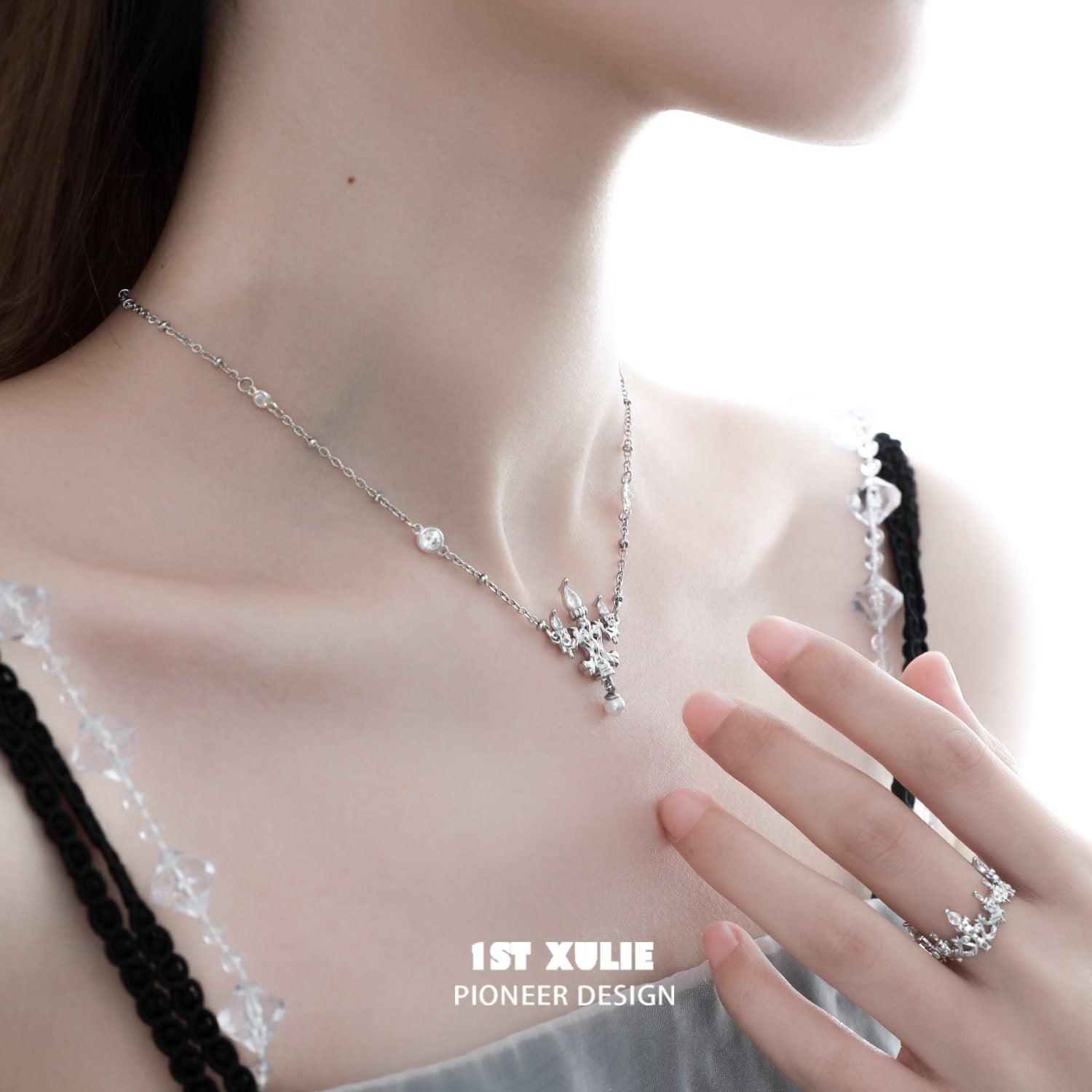 Crystal Palace S925 Sterling Silver Chandelier Necklace - Elegant Crystal Pendant for Women | Perfect for Parties, Weddings & Evening Events