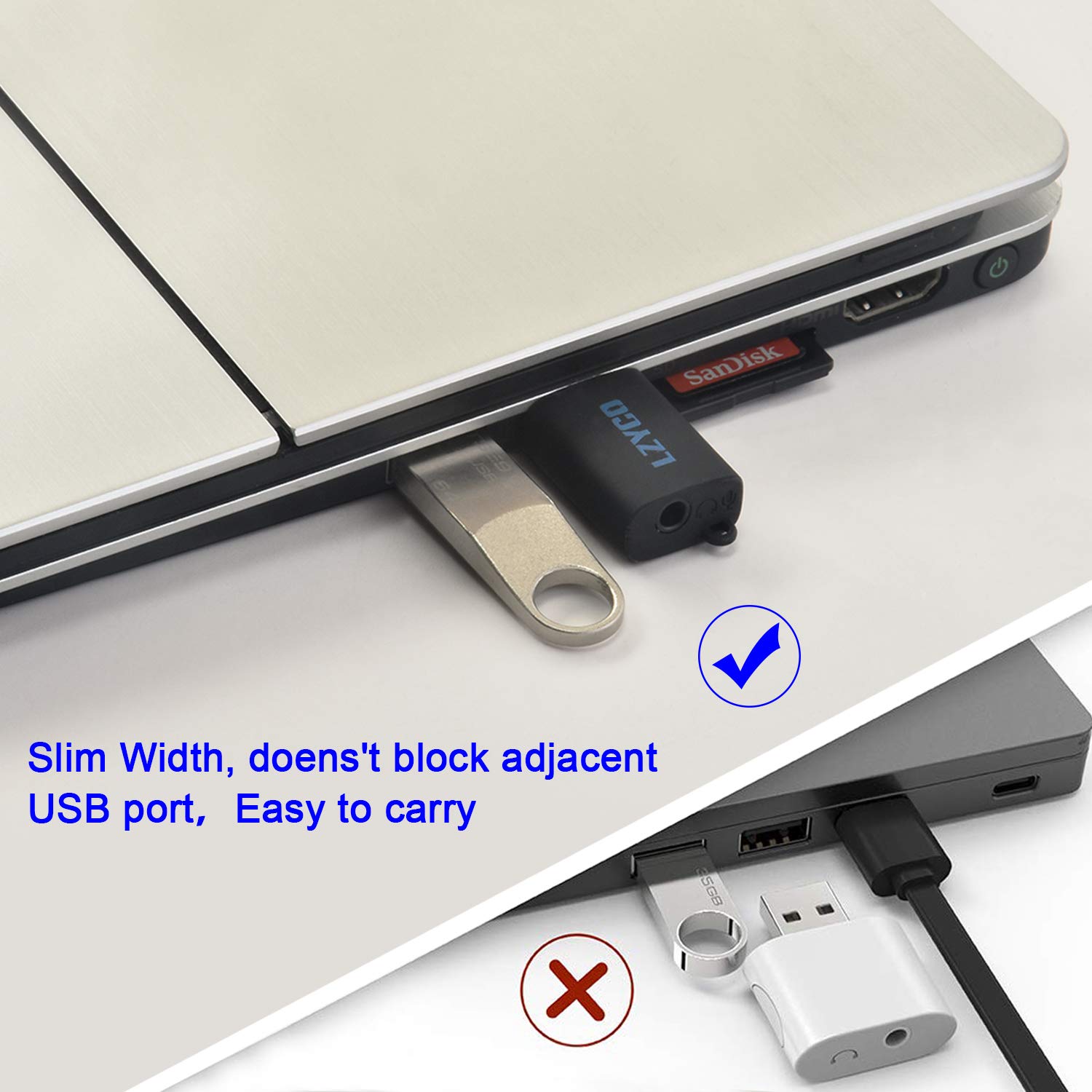 USB to 3.5mm Audio Adapter with Built-in Chip - 5 Pack Plug & Play USB Sound Card for PS4, PS5, PC, Laptop - Perfect for Gaming Headsets, Streaming & Music Listening