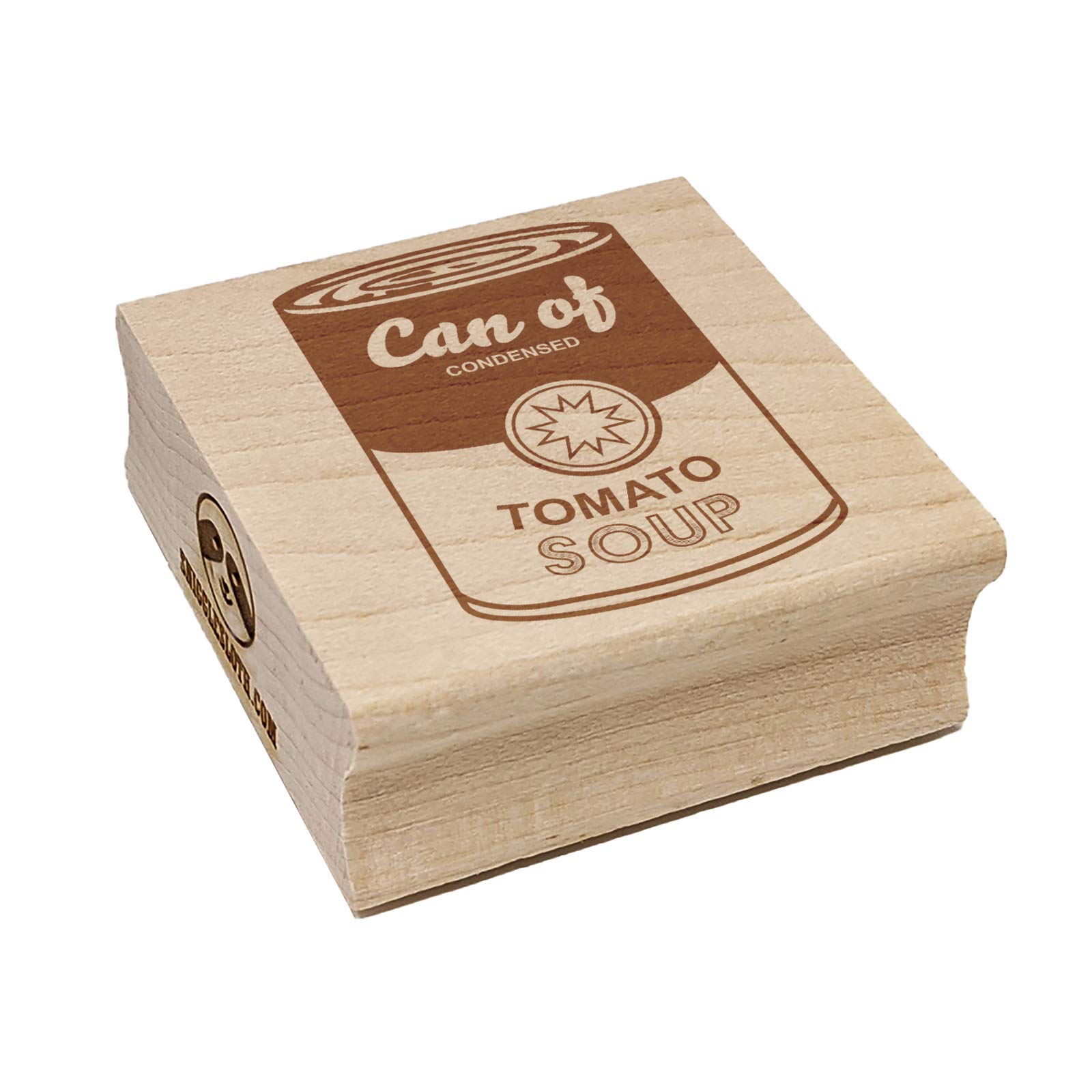 1.25 Inch Small Modern Art Square Rubber Stamp for DIY Crafting - Tomato Soup Can Design | Perfect for Scrapbooking, Card Making & Gift Wrapping
