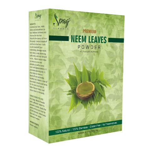Spag Herbals Neem Leaves Powder 120g - Natural Pimple Treatment for Clear Skin & Silky Hair Cleanser | Acne Solution & Hair Care for Daily Beauty Routine