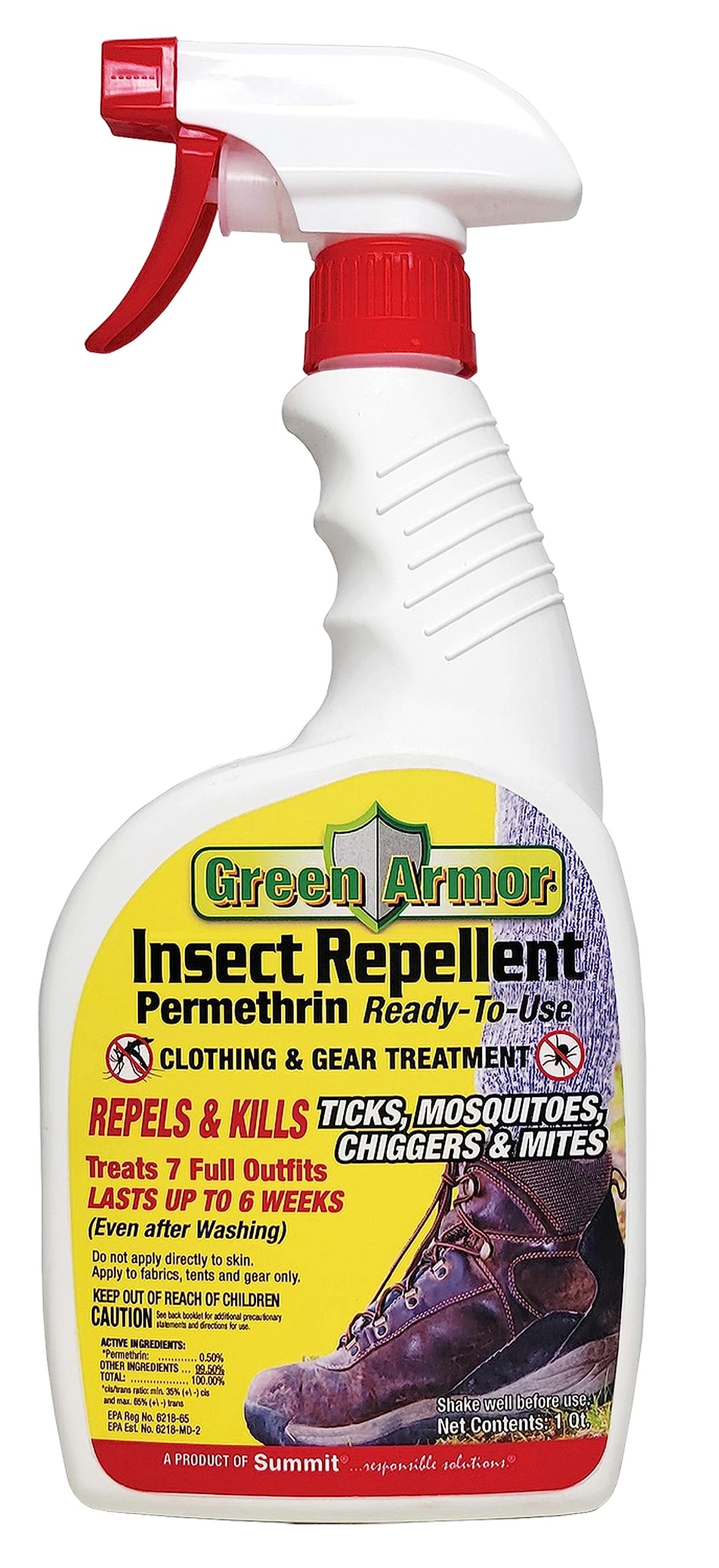 Permethrin RTU Insect Repellent Spray - 32oz Trigger Spray Bottle for Outdoor, Camping, Hiking & Yard Protection