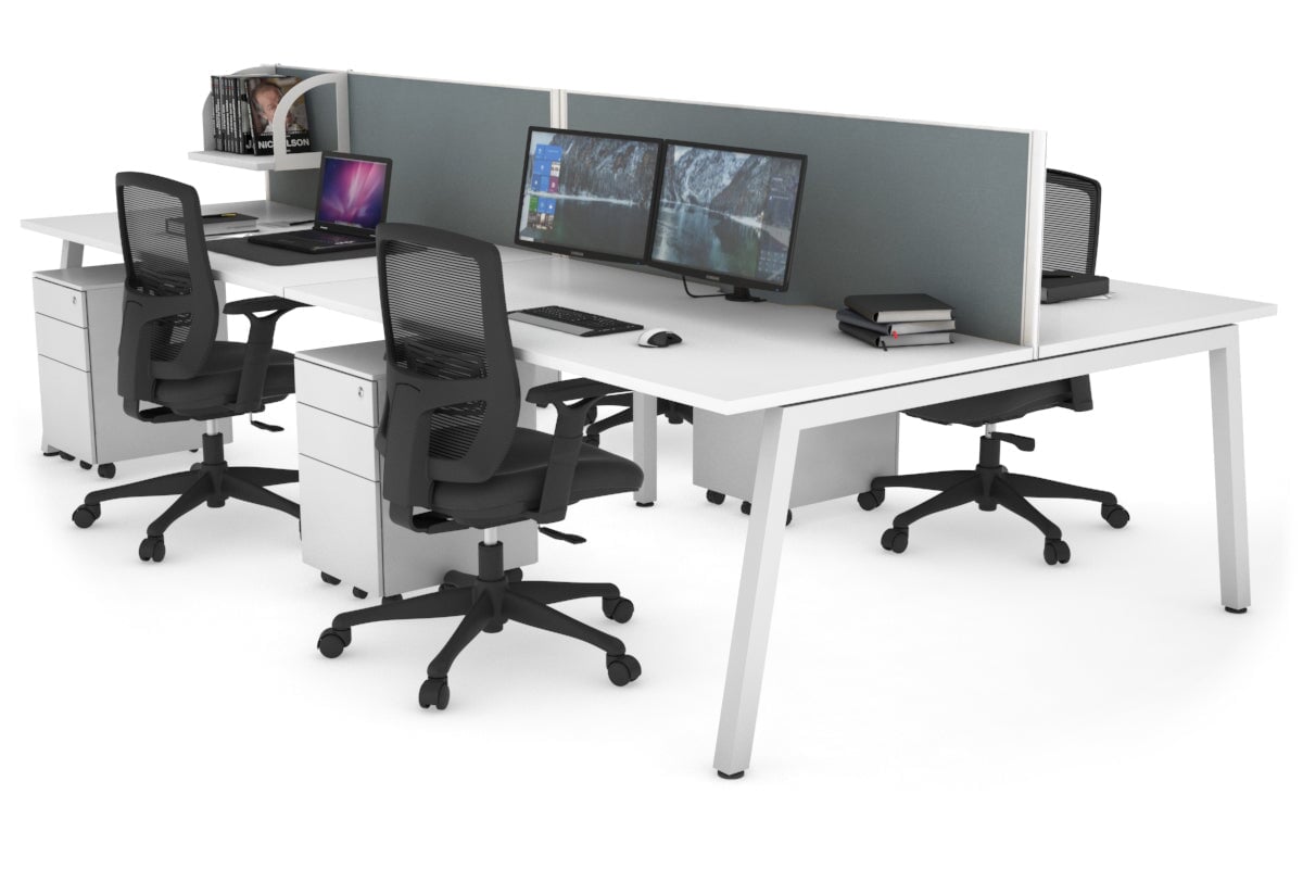 Quadro 4-Person Office Workstation Desk - 1200L x 800W with Cable Management Scallop - Perfect for Collaborative Workspaces, Team Meetings & Open Office Environments