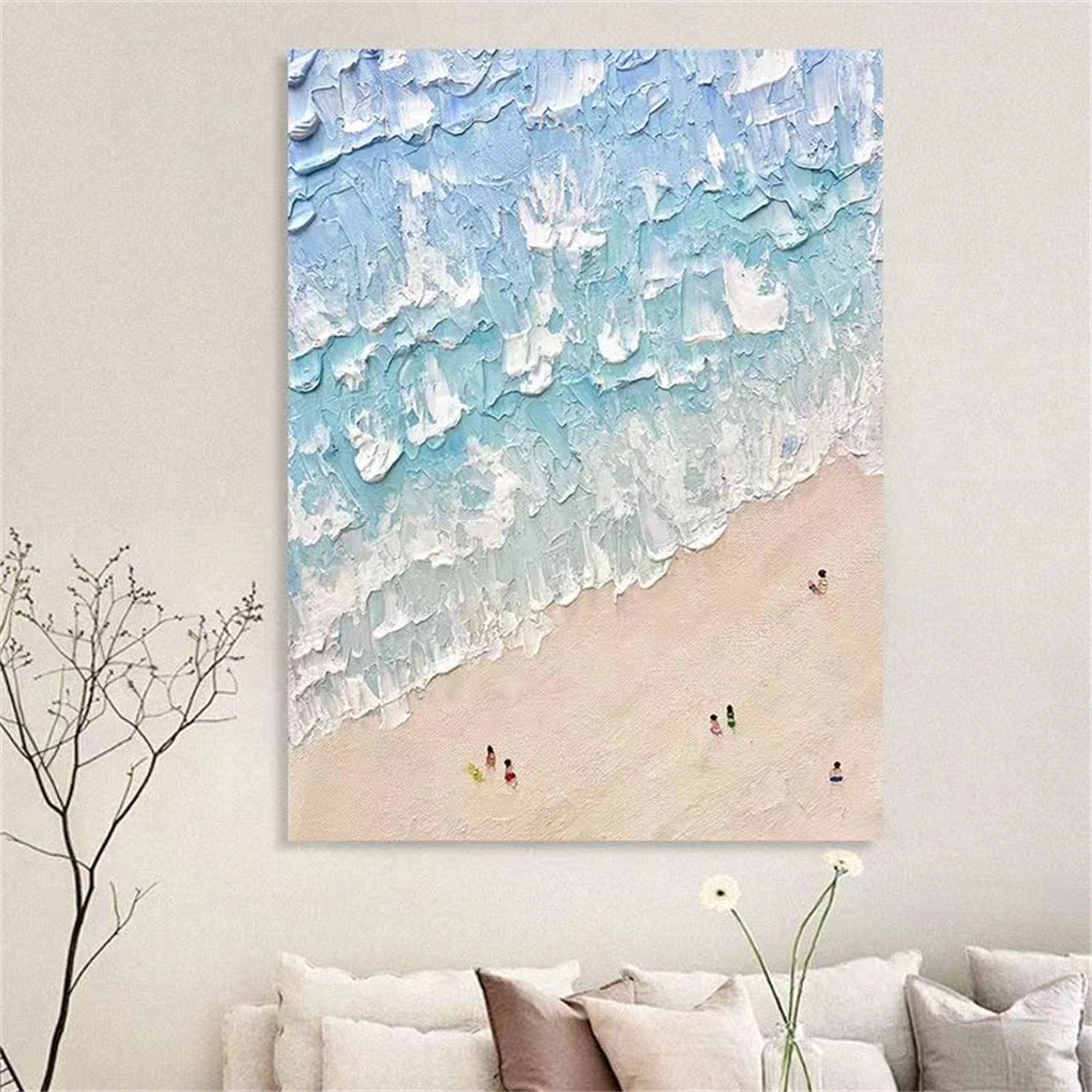 Ocean and Sky Painting #OS 043 - Handmade Canvas Wall Art for Living Room, Bedroom & Office Decor - Coastal Landscape Artwork for Home & Commercial Spaces