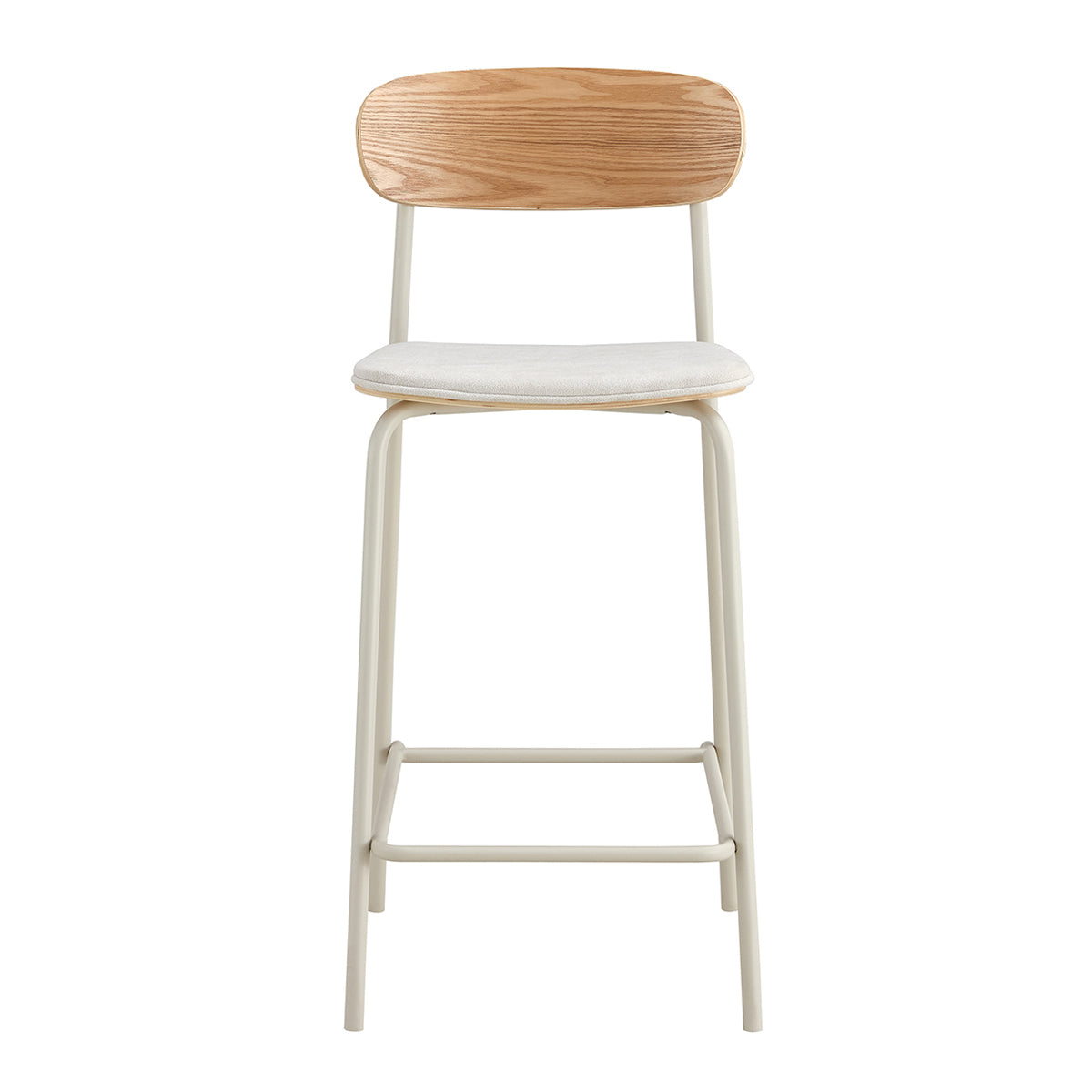 Modern Cove Fabric Bar Stools Set of 2 - Counter Height Kitchen Island Stools with Padded Seat & Metal Legs - Perfect for Breakfast Nook, Home Bar & Dining Room Decor