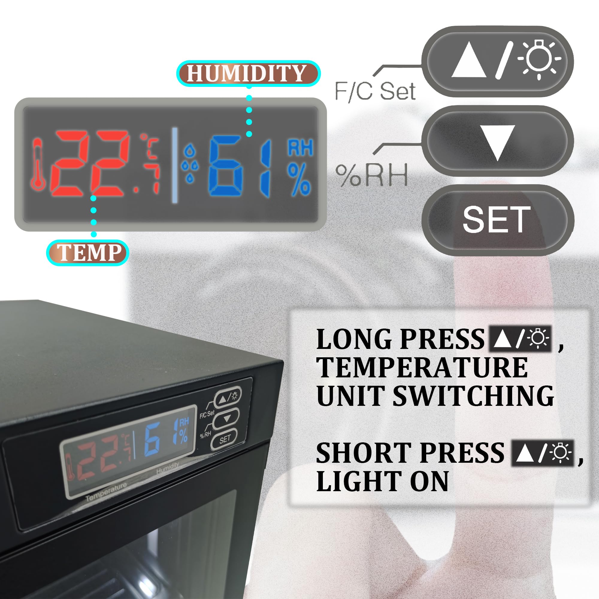 INTSUPERMAI 80L Digital Control Dehumidifying Dry Cabinet with Key Lock - Safe Storage for Camera Lenses & Electronic Equipment (100-240V, 4 Wheels) - Perfect for Photography Studios, Labs & Humidity-Sensitive Electronics Storage