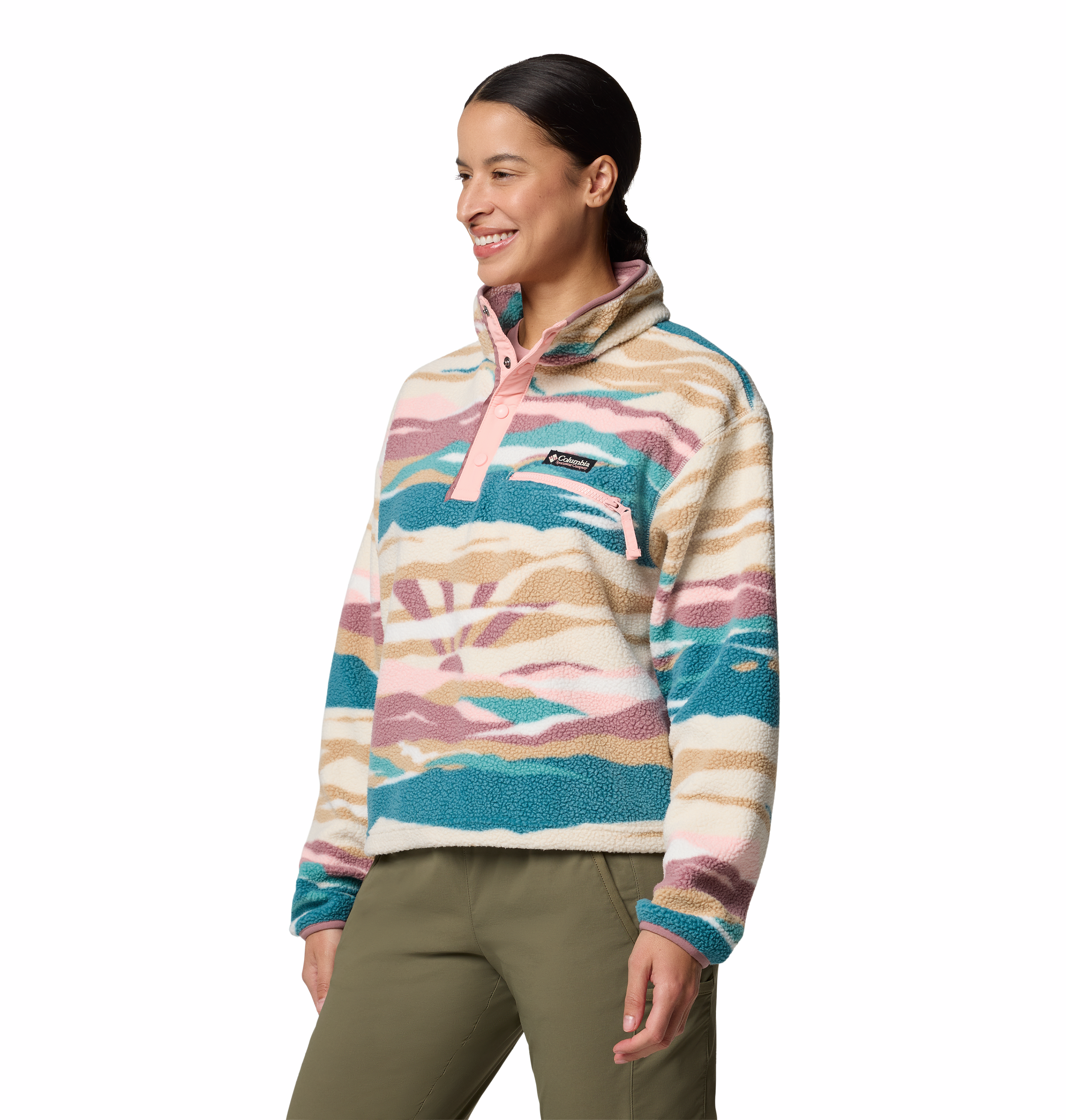 Columbia Helvetia™ II Printed Cropped Half Snap Women's Shirt - Lightweight Outdoor Hiking & Travel Top for Active Lifestyles
