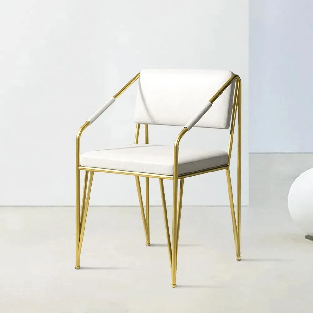 Lovedima Modern White PU Leather Upholstered Leisure Armchair with Gold Legs - Comfortable Accent Chair for Bedroom, Dining Room, Living Room & Home Office - Perfect for Relaxing, Reading or Working from Home
