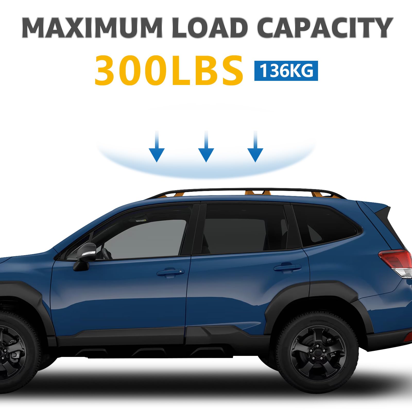 Heavy Duty Aluminum Roof Rack Cross Bars for Subaru Forester Wilderness 2022-2024 - 300 lbs Capacity, Adjustable & Anti-Theft Lock - Perfect for Carrying Bikes, Snowboards, Luggage on Road Trips & Outdoor Adventures