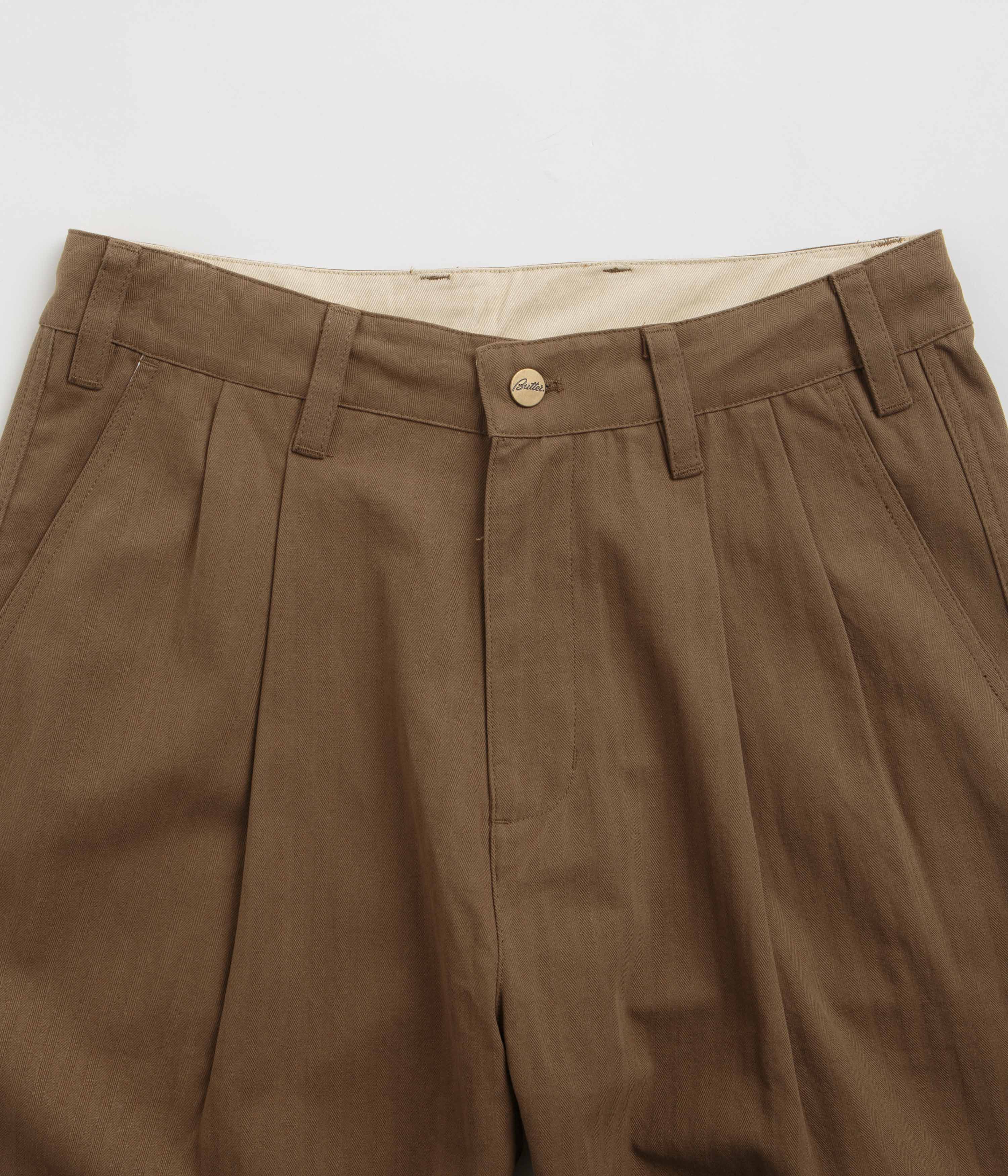 Butter Goods Pleated Trousers for Men - Classic Brown Casual Pants | Perfect for Office, Business Casual & Smart Outfits