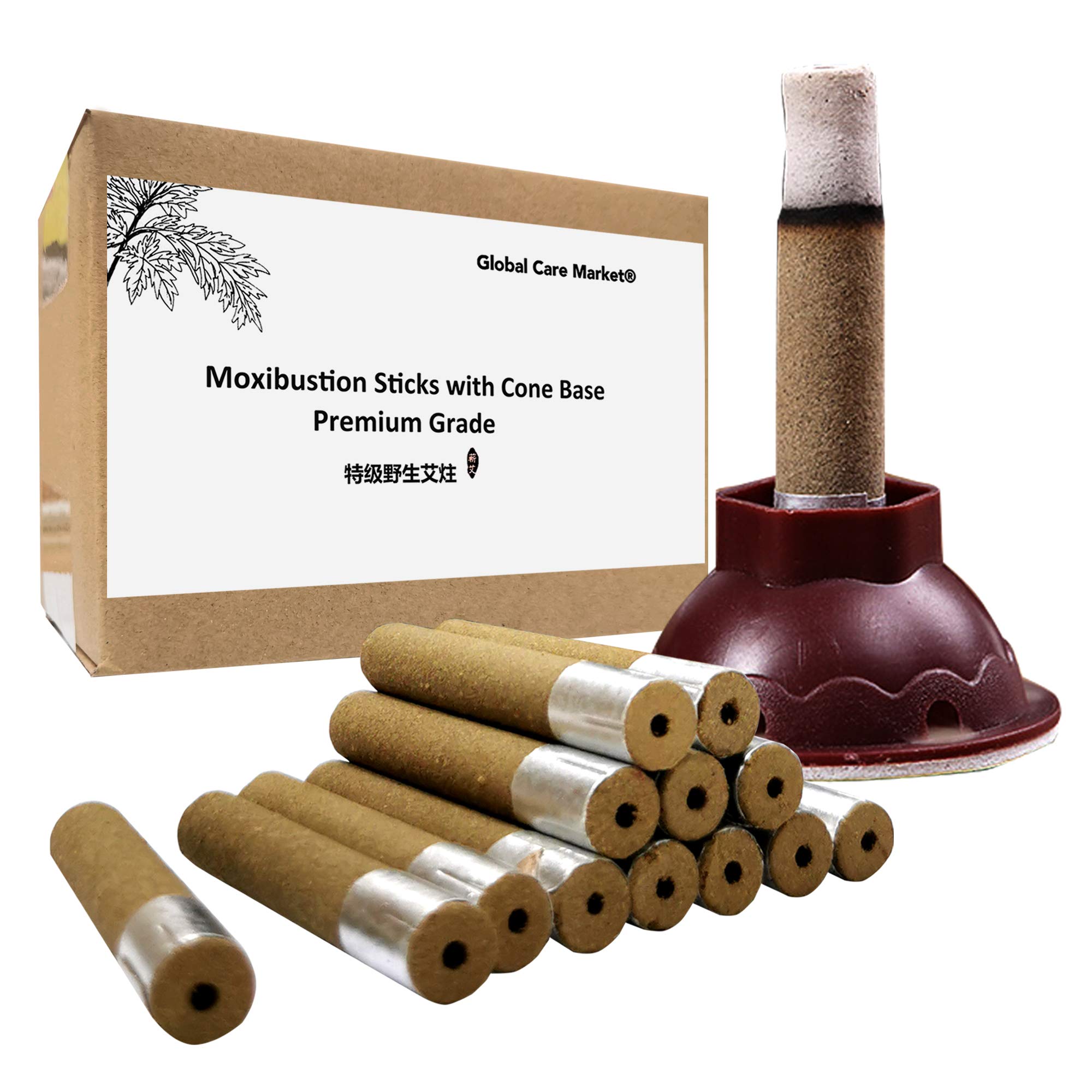 Premium 5-Year Aged Moxa Rolls for Moxibustion Therapy - 100% Pure Moxa Sticks with Cone Base for Pain Relief & Wellness (70 Rolls Pack) - Perfect for Acupuncture Clinics, Home Therapy & Self-Care