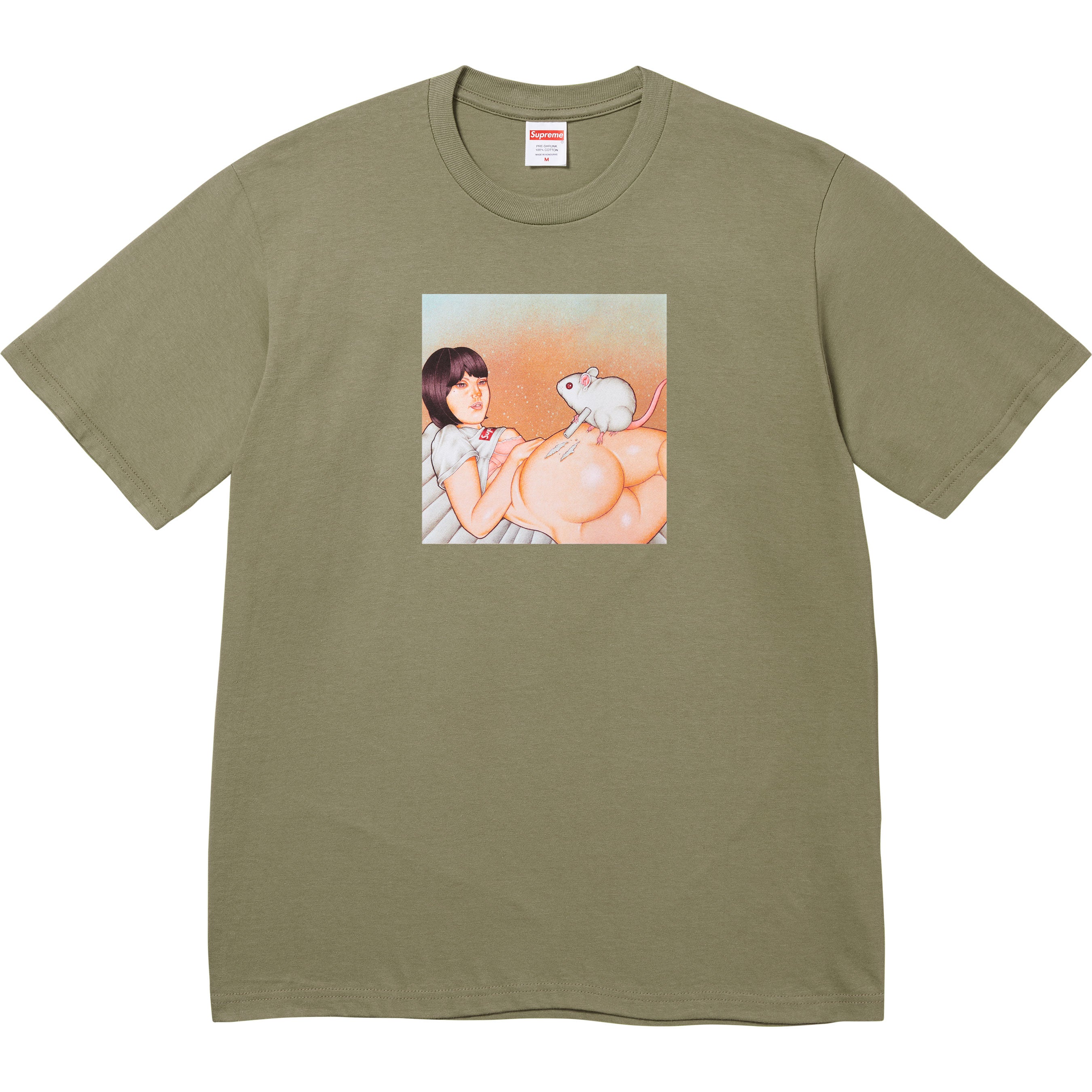 Supreme Mouse Graphic T-Shirt - Olive Green Cotton Tee for Men & Women | Casual Streetwear, Urban Fashion, and Everyday Wear